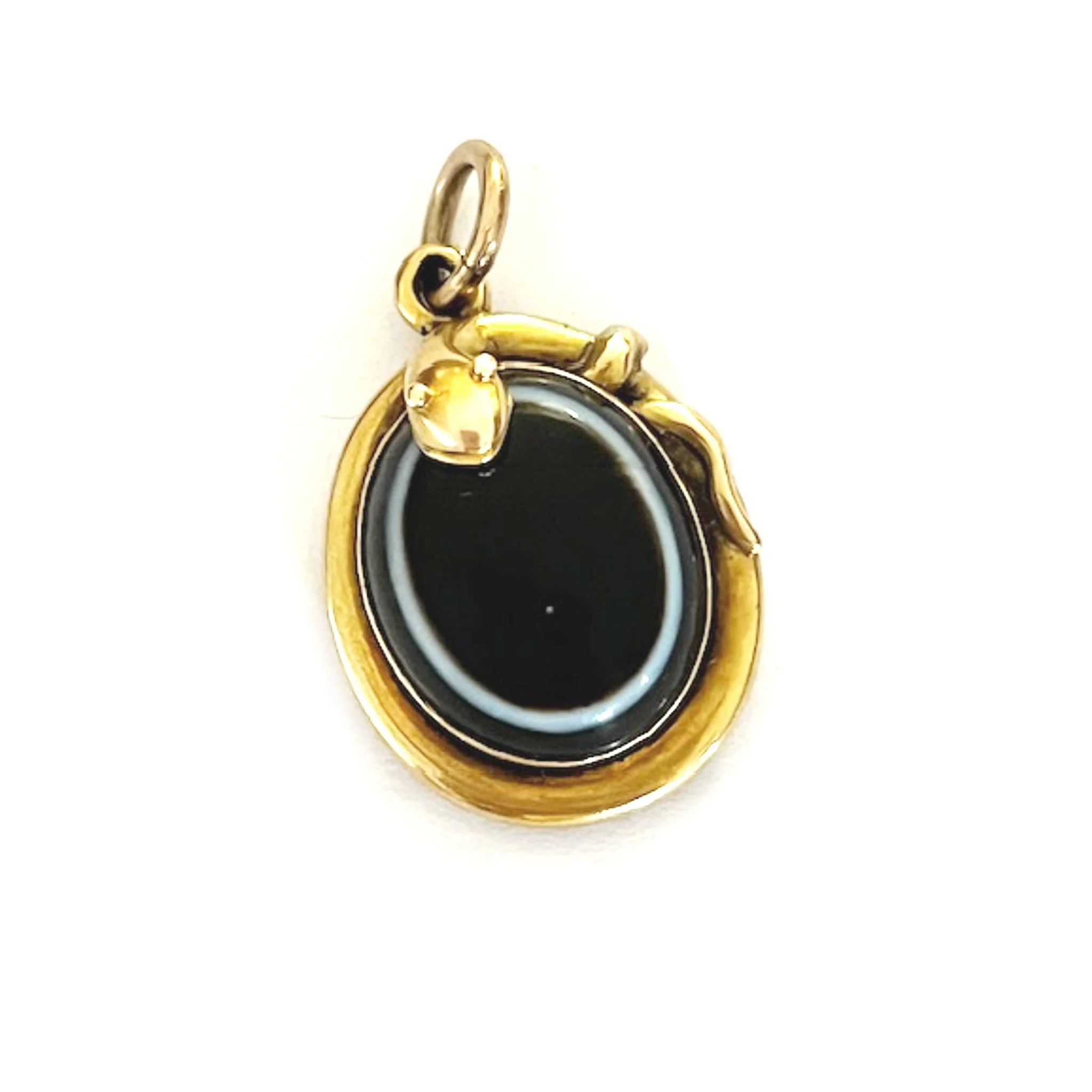 Victorian Bullseye Agate Snake Locket
