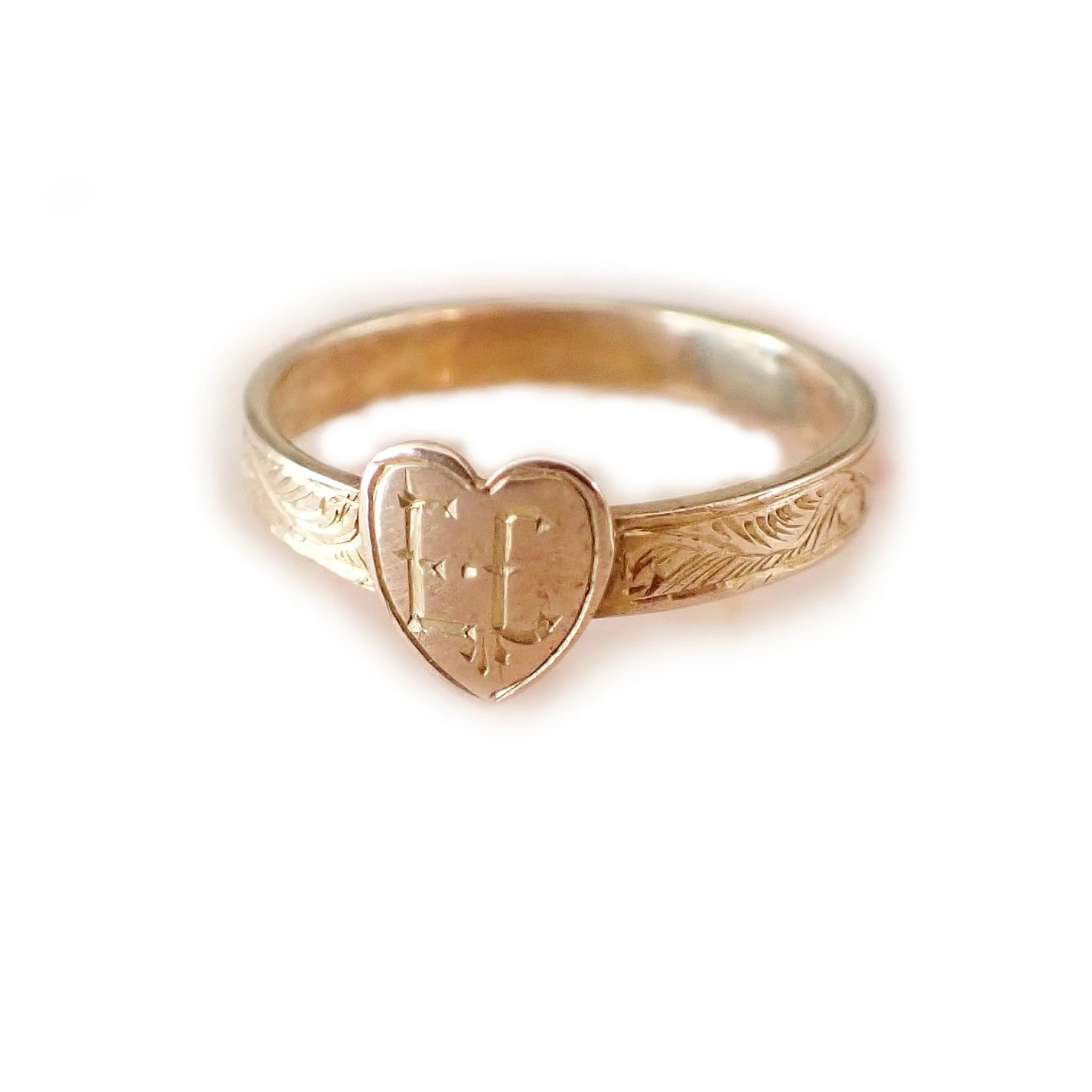 Victorian Heart 'EC' Ring