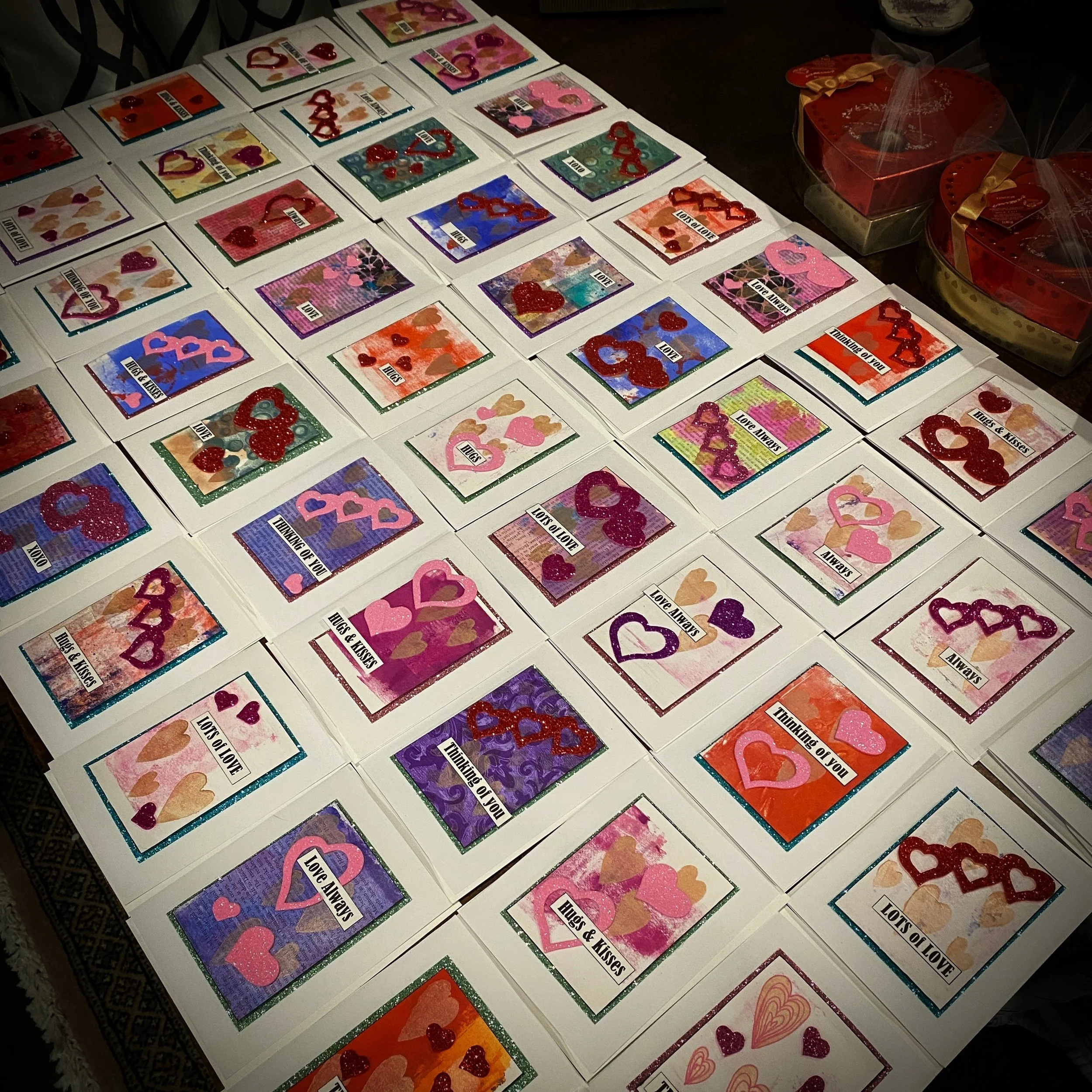Hand-made Valentine cards for the Residents of Acropolis Manor (Feb 2021).