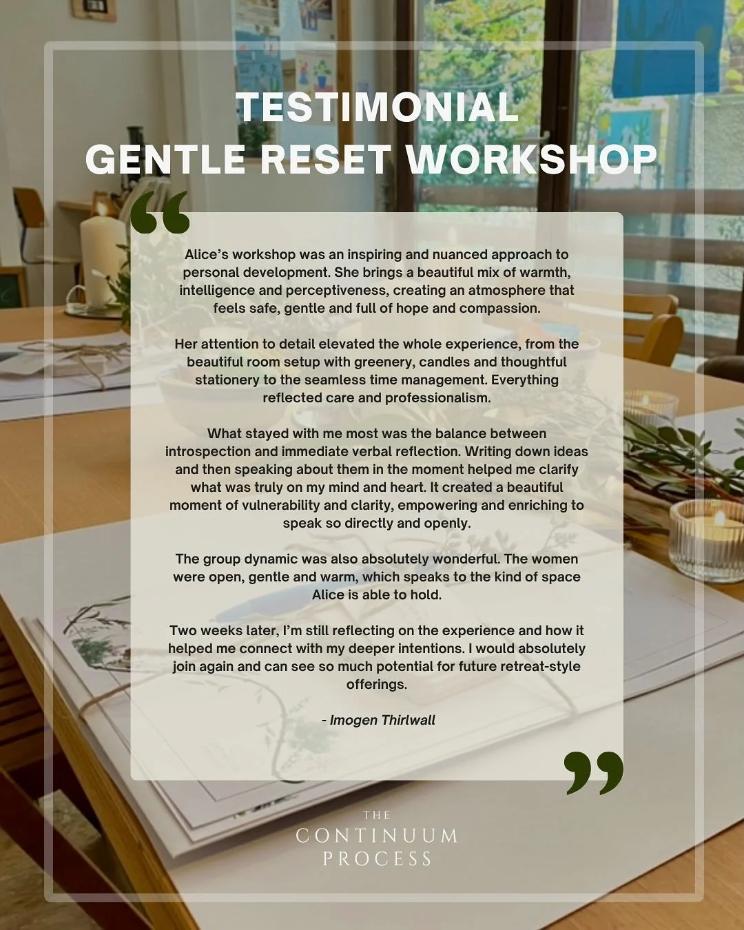 Receiving words about the impact of my work from phenomenal women, is the most magical. The most meaningful. The most beautiful.

This workshop was special for us all &hearts;️ it&rsquo;s a joy to offer it in a group setting.

Good news, the next one