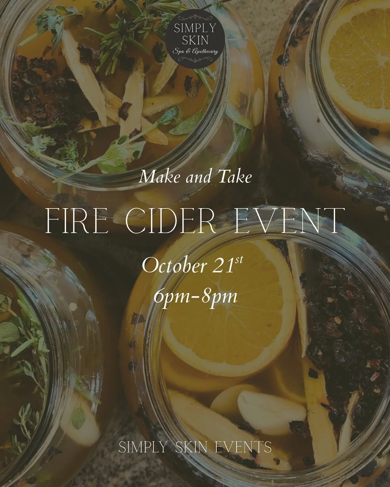 Boost Your Body&rsquo;s Natural Defenses This Fall 🔥
Feeling that seasonal shift? Join us this week at Simply Skin for a cozy, hands-on Fire Cider class led by Stacey Roten, MS, NHT, LMT &mdash; a natural health expert with over 25 years of experien
