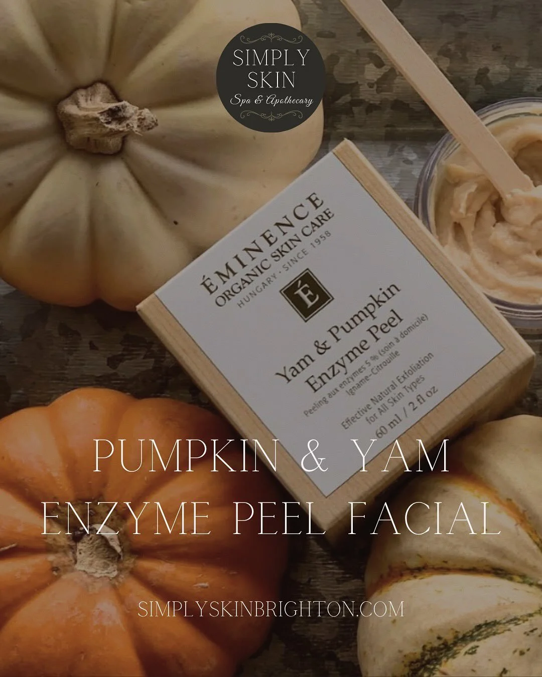 Our new Simply Seasonal Facial is a seasonal delight 🎃 

This peel has no downtime and will have you balanced and glowing for the rest of Fall 🍂

Book today &mdash; SimplySkinBrighton.com 🌿