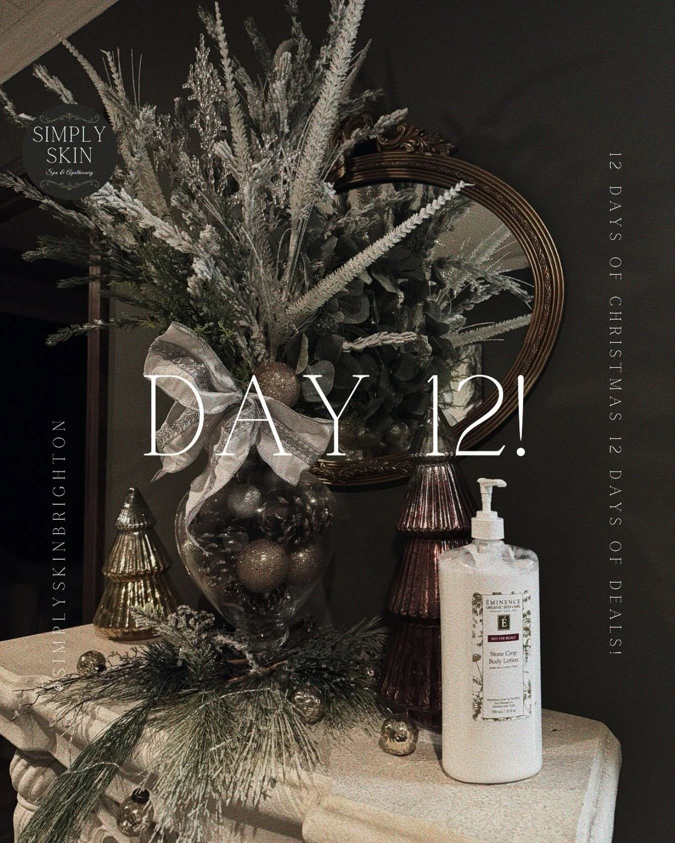 DAY 12 &mdash; Tuesday, Dec 23
🎀 The Grand Finale! (In-Boutique + In-Spa) Buy Any Eminence Product &rarr; Enter to Win a $300 Eminence Gift Box Our most luxurious giveaway of the season.
We are open 10am-6pm 🌿