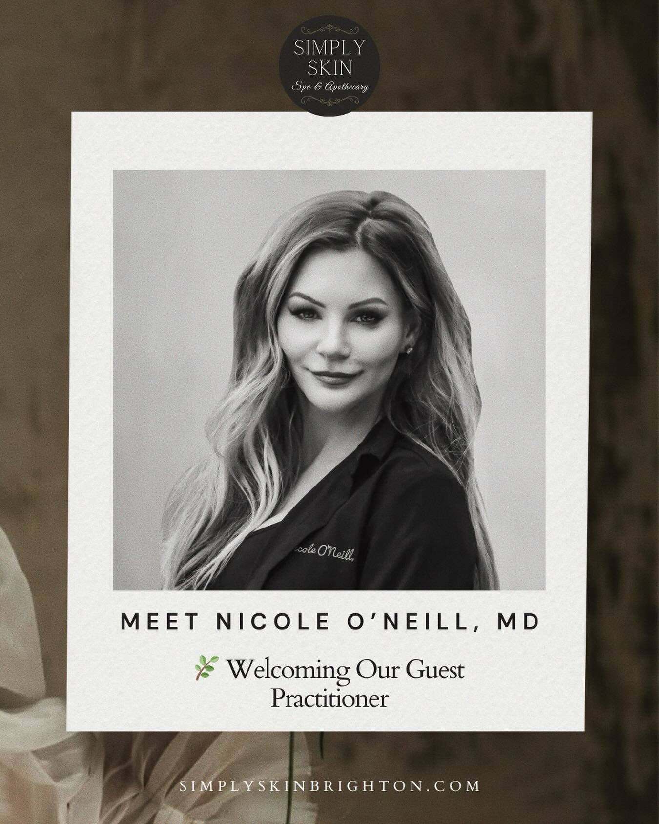 We&rsquo;ve got news!! 

🌿 Welcoming Our Newest Guest Practitioner

Nicole O&rsquo;Neill, MD

Board Certified Internal Medicine

Simply Skin Spa &amp; Apothecary is honored to welcome Dr. Nicole O&rsquo;Neill, MD as a Guest Practitioner within our w