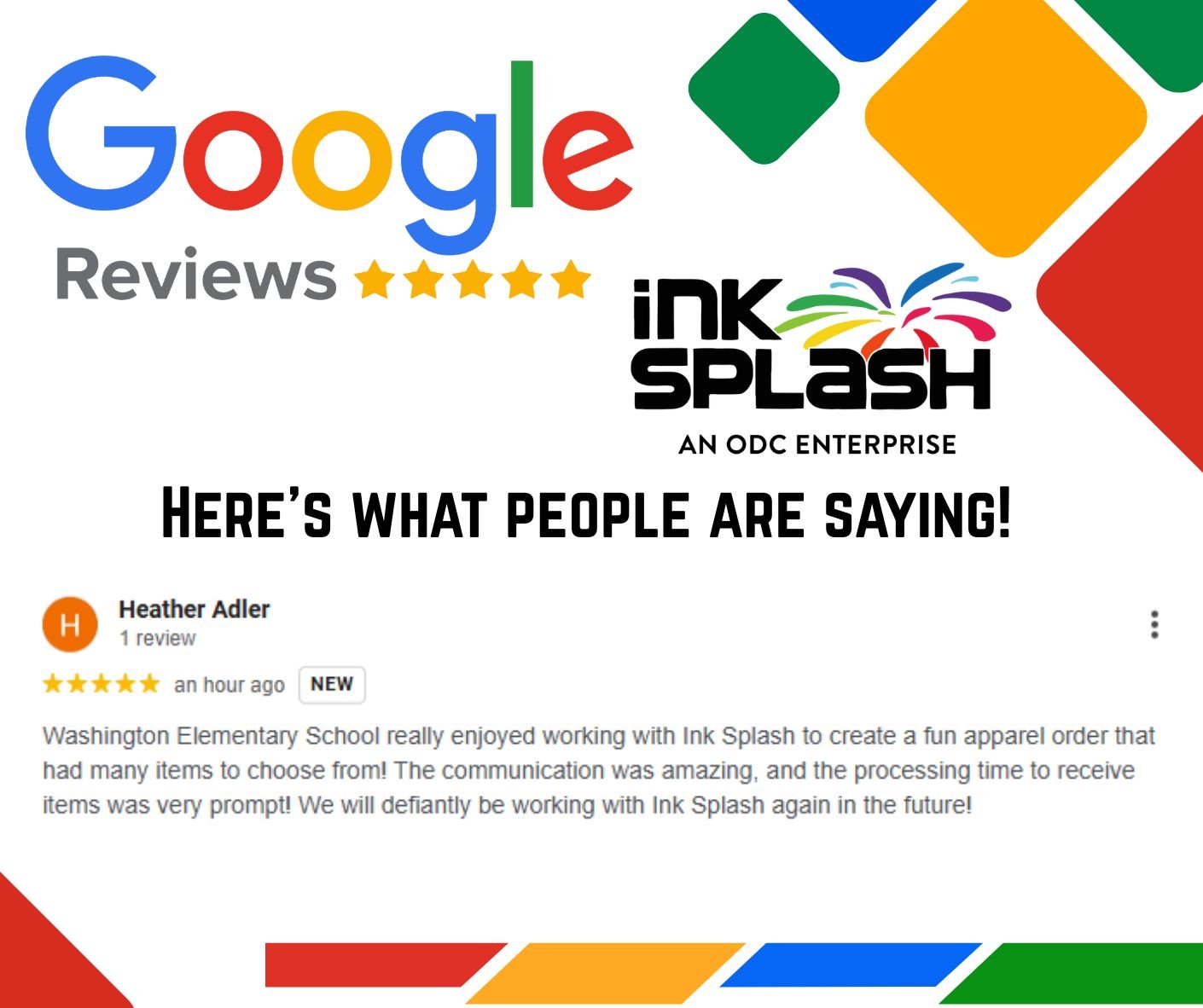 𝗧𝗵𝗮𝗻𝗸𝘀 𝗛𝗲𝗮𝘁𝗵𝗲𝗿 and Washington Elementary. You've got us SEEING STARS! 
We appreciate you choosing Ink Splash for your apparel order!
#purposeoverprofit #missiondrivenbusiness #odc