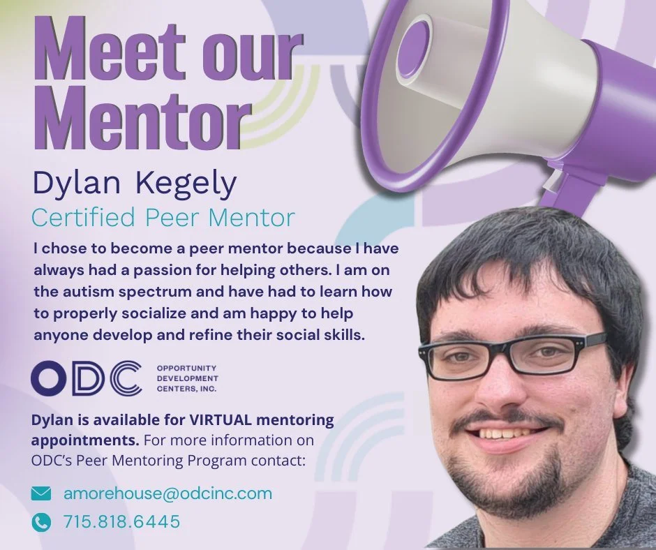 Meet one of our ODC Peer Mentors, 𝗗𝗬𝗟𝗔𝗡! He has always enjoyed helping others and has personal experience with learning social skills, so 𝗵𝗲 𝗶𝘀 𝗽𝗮𝘀𝘀𝗶𝗼𝗻𝗮𝘁𝗲 𝗮𝗯𝗼𝘂𝘁 𝘀𝘂𝗽𝗽𝗼𝗿𝘁𝗶𝗻𝗴 𝗼𝘁𝗵𝗲𝗿 𝗽𝗲𝗼𝗽𝗹𝗲 𝘁𝗼 𝘄𝗼𝗿𝗸 𝗼𝗻 ?