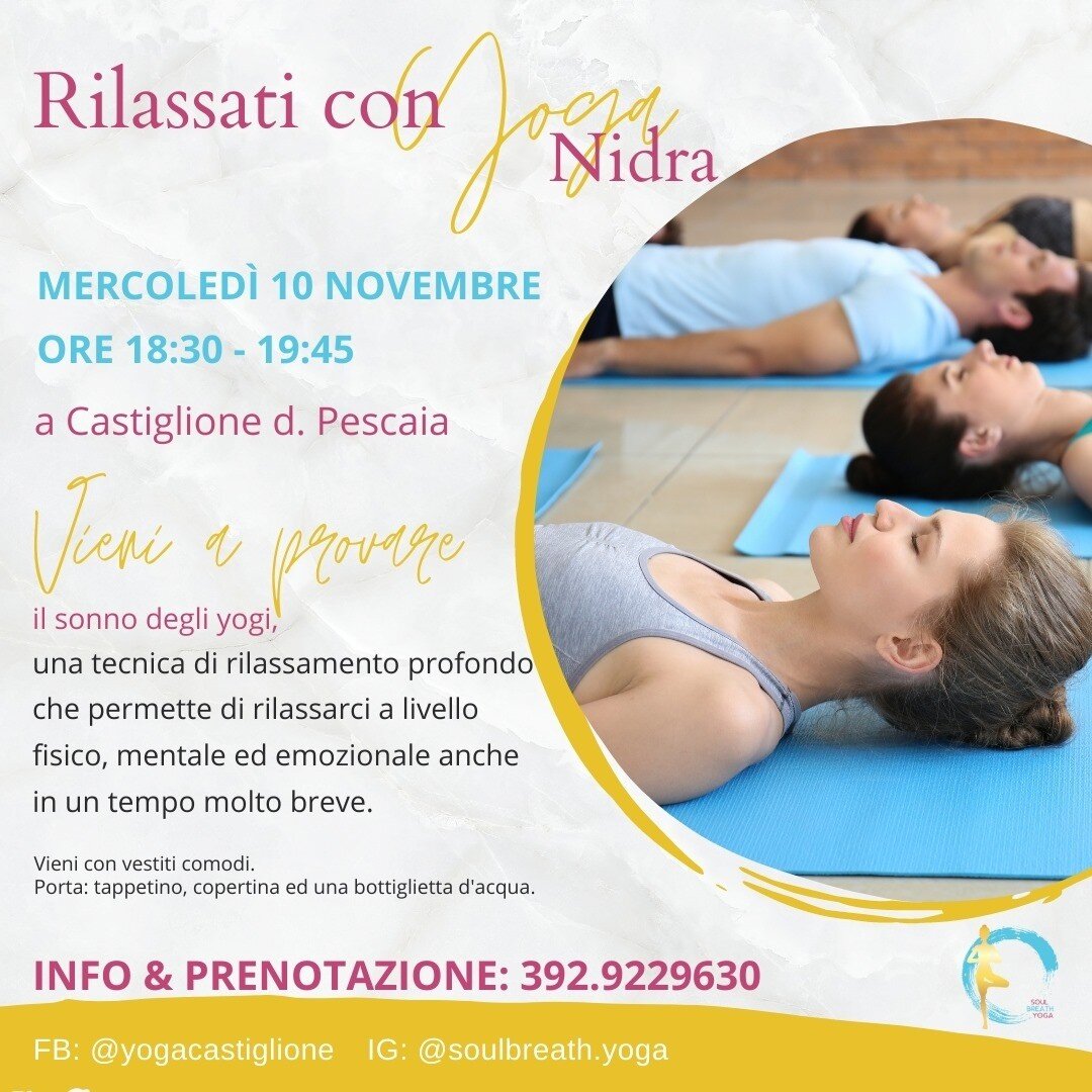 Rilassati con lo Yoga Nidra, una tecnica di rilassamento profondo chiamato anche il sonno degli yogi.

#yoganidra #yoganidrateacher #yogapractice #yogainspiration #yogalife #yogagirl #yogajourney #yogapractice #yogacastiglione #soulbreathyoga #innerw