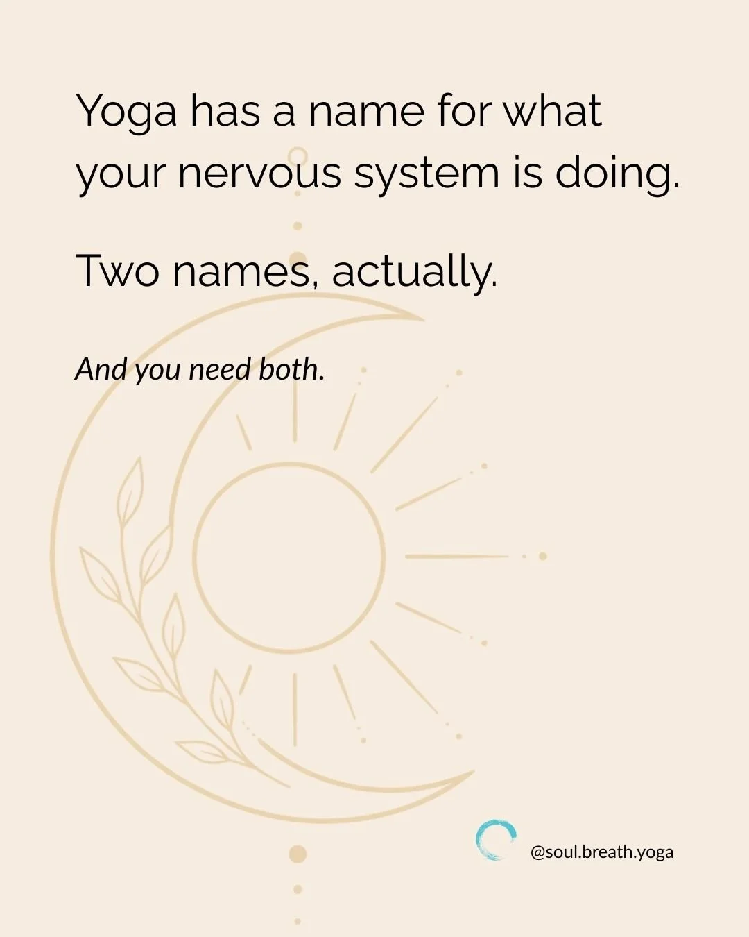 Yoga has a name for what your nervous system is doing. 
Two names, actually.

𝗦𝗼𝗹𝗮𝗿 &mdash; the energy of activation, warmth, vitality.

𝗟𝘂𝗻𝗮𝗿 &mdash; the energy of rest, restoration, receptivity.

Most wellness approaches only teach the lu