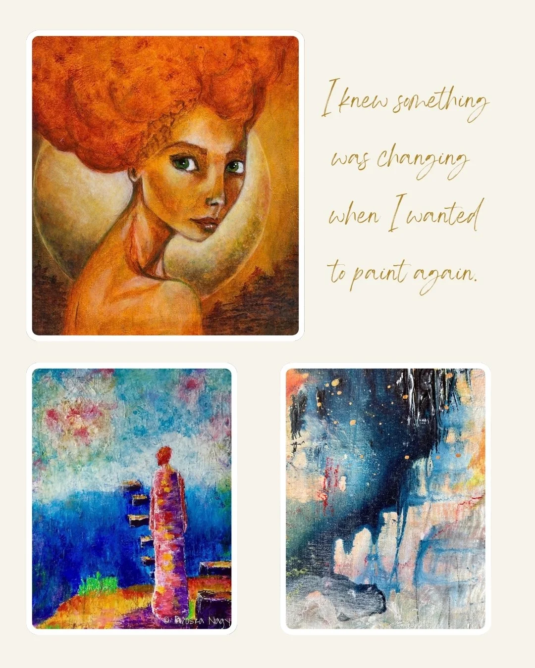 I knew something was changing when I wanted to paint again.

Not because painting was part of some plan to &ldquo;find myself&rdquo; again.

I just wanted to.

And after a long time of mostly using my energy to work, teach, take care of things and ke