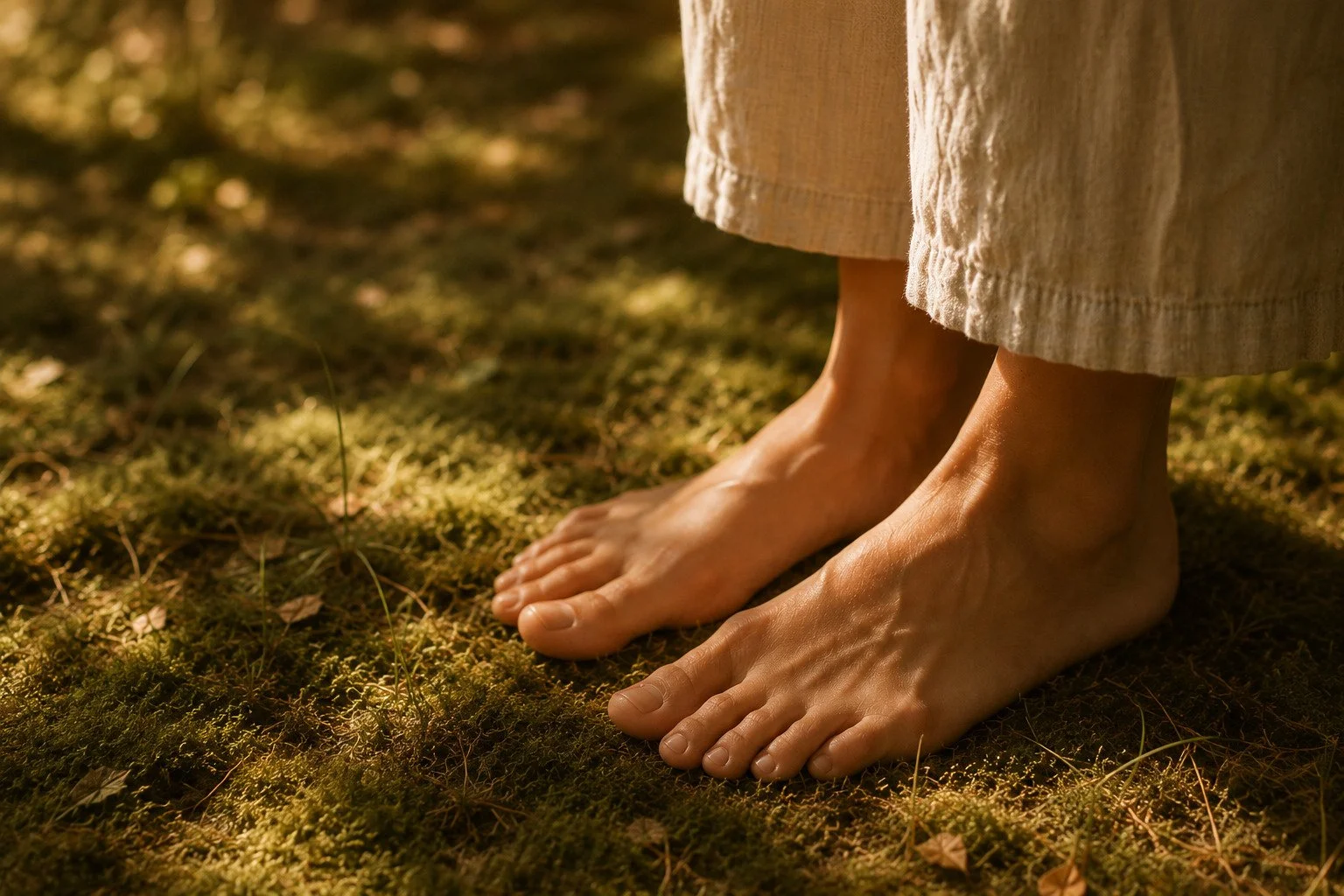 Feet on ground close-up
