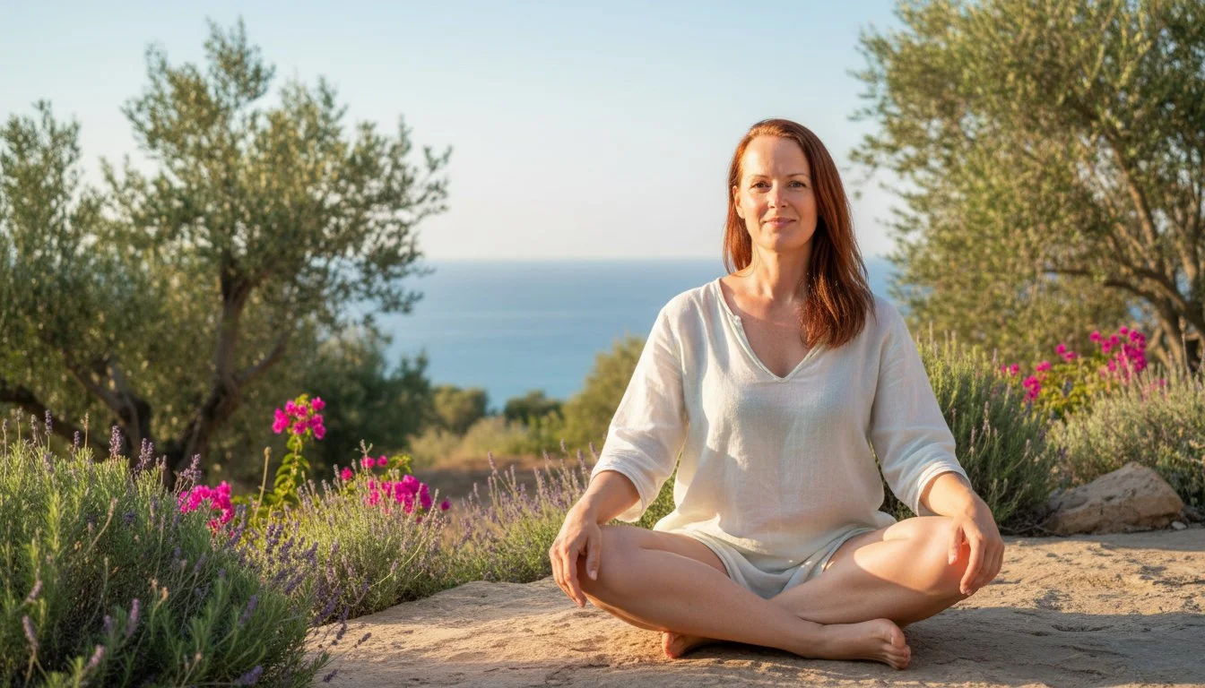 Journey Guide Shakti Akasha sitting on rocks