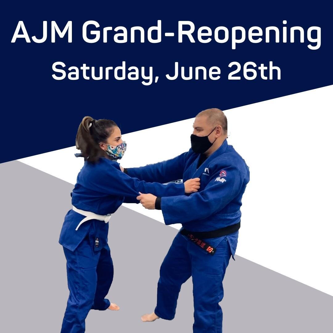 Have plans this weekend? Stop by our Grand-Reopening on Saturday to meet new judo friends! We will have complimentary refreshments, exclusive membership offers, and a few other surprises. AJM is located right off 85/400 and only minutes away from Mid