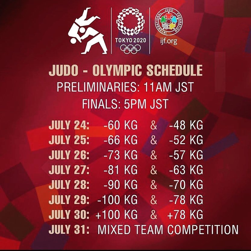 Here&rsquo;s your 2020 (2021) Olympic Judo viewing info!