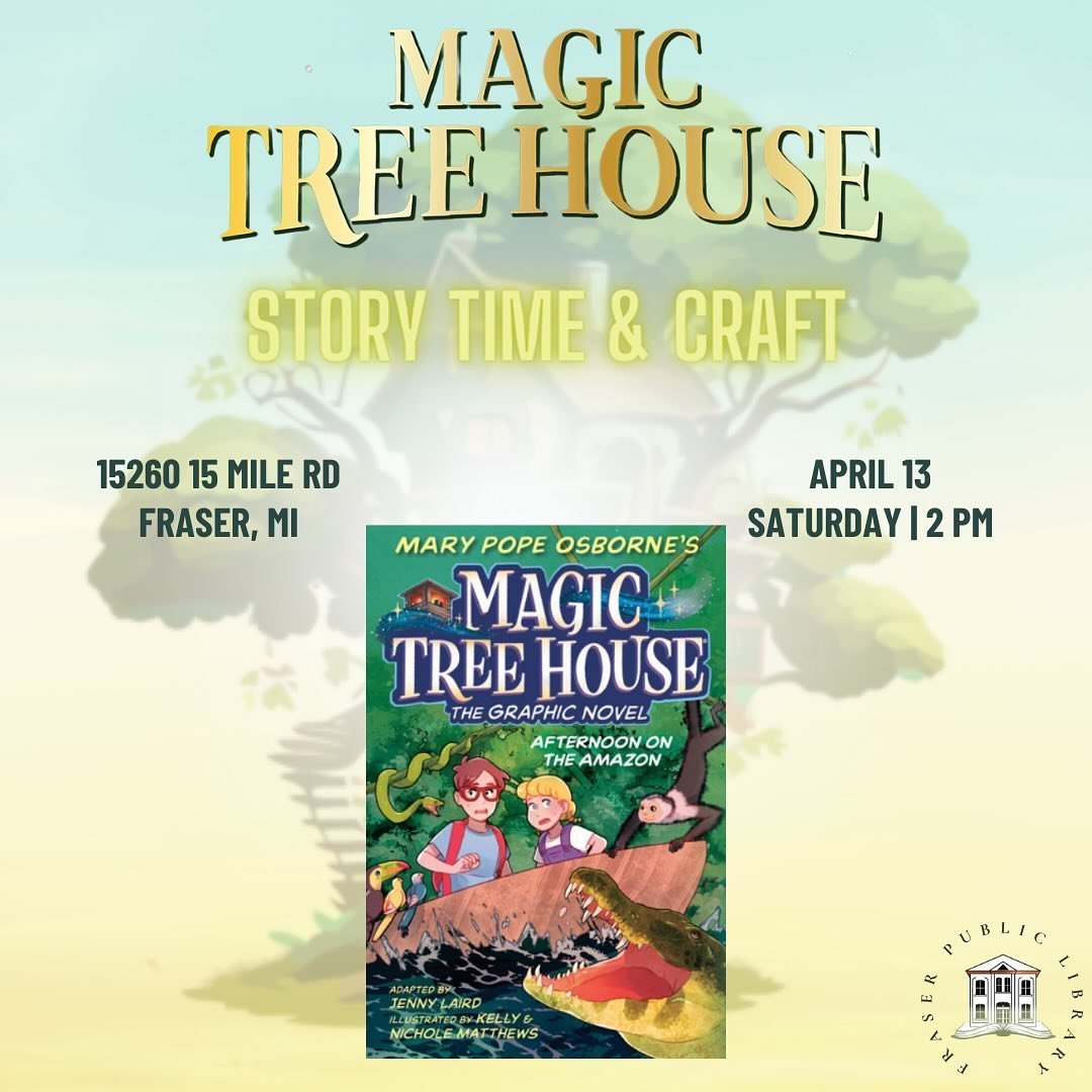 Join for an afternoon full of adventures with our Magic Tree House Story Time! And as always, we&rsquo;ll have a theme craft based on the book after! 🎨🥷We&rsquo;ll be reading Night of the Ninjas so come on by April 13th at 2pm! This event is best s