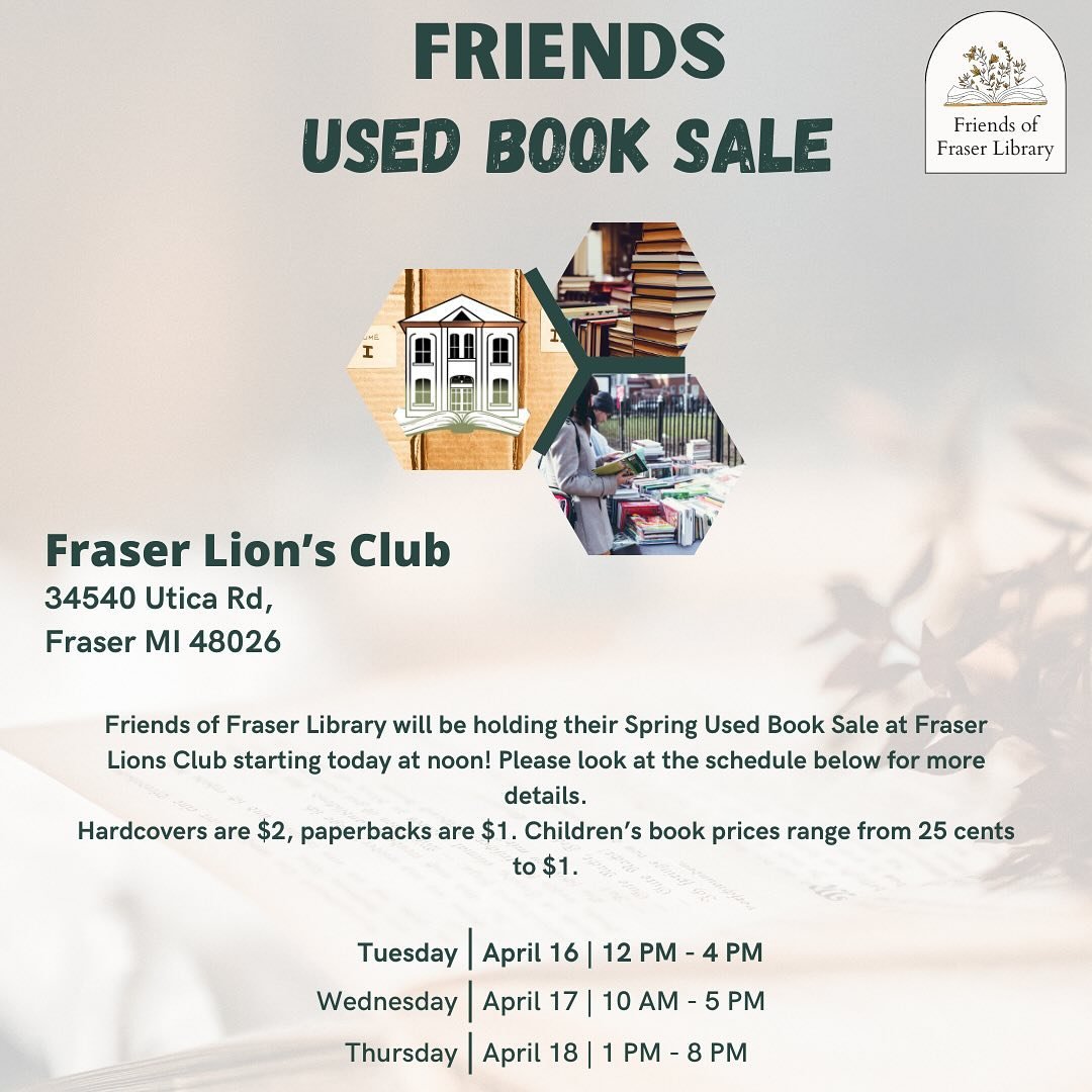 A reminder for our lovely community that the Friends Used Book Sale begins today at noon! We had a few questions about prices which are listed above and there will be specials so be sure to come in and take a look!