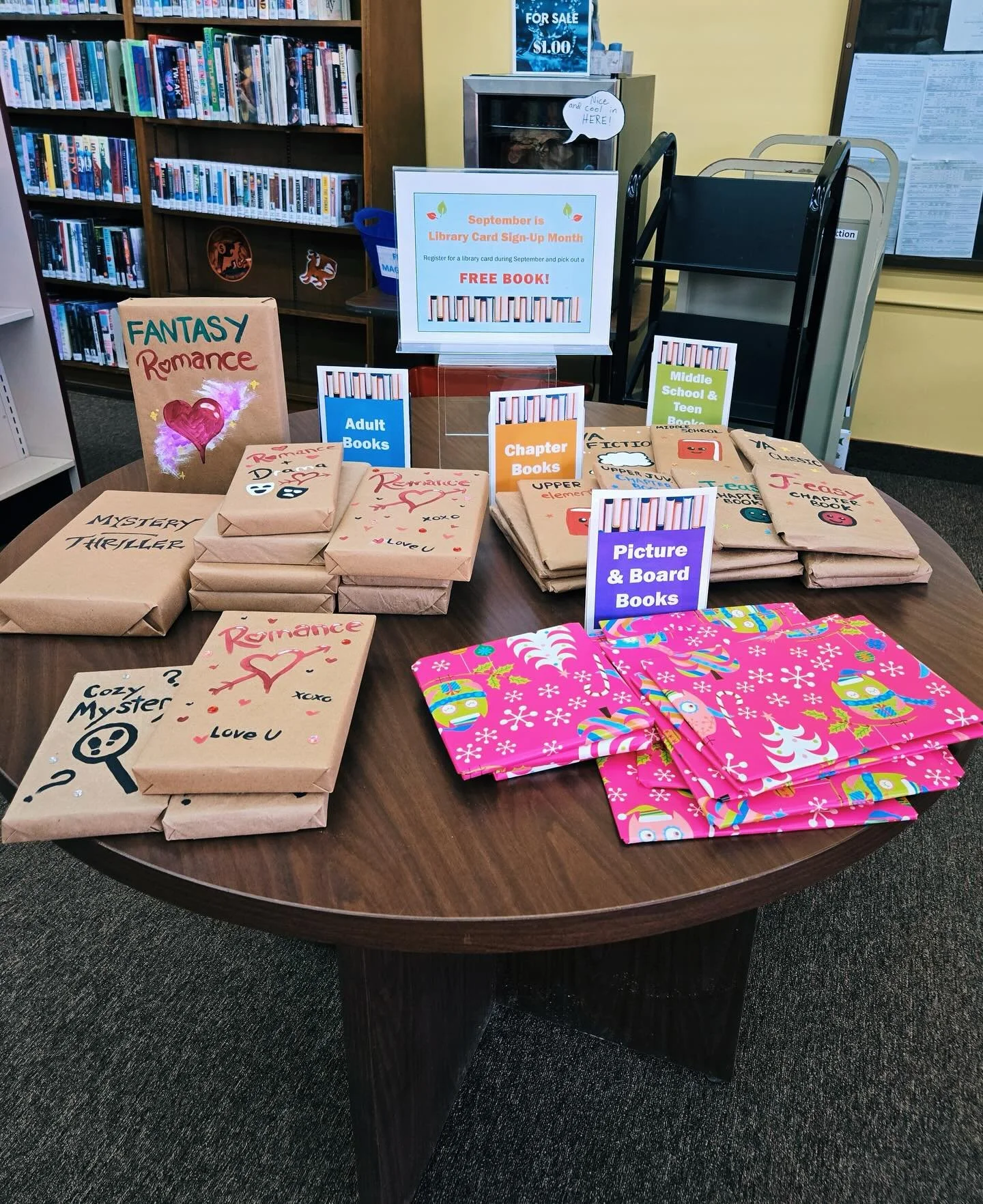 📚✨ September is National Library Card Sign-Up Month! ✨📚

Get your library card this month and take home a FREE book as a welcome gift! 🎁 Choose from mystery &amp; thrillers 🔍, fantasy romance 💖✨, cozy mysteries 🕵️&zwj;♀️, chapter books for kids
