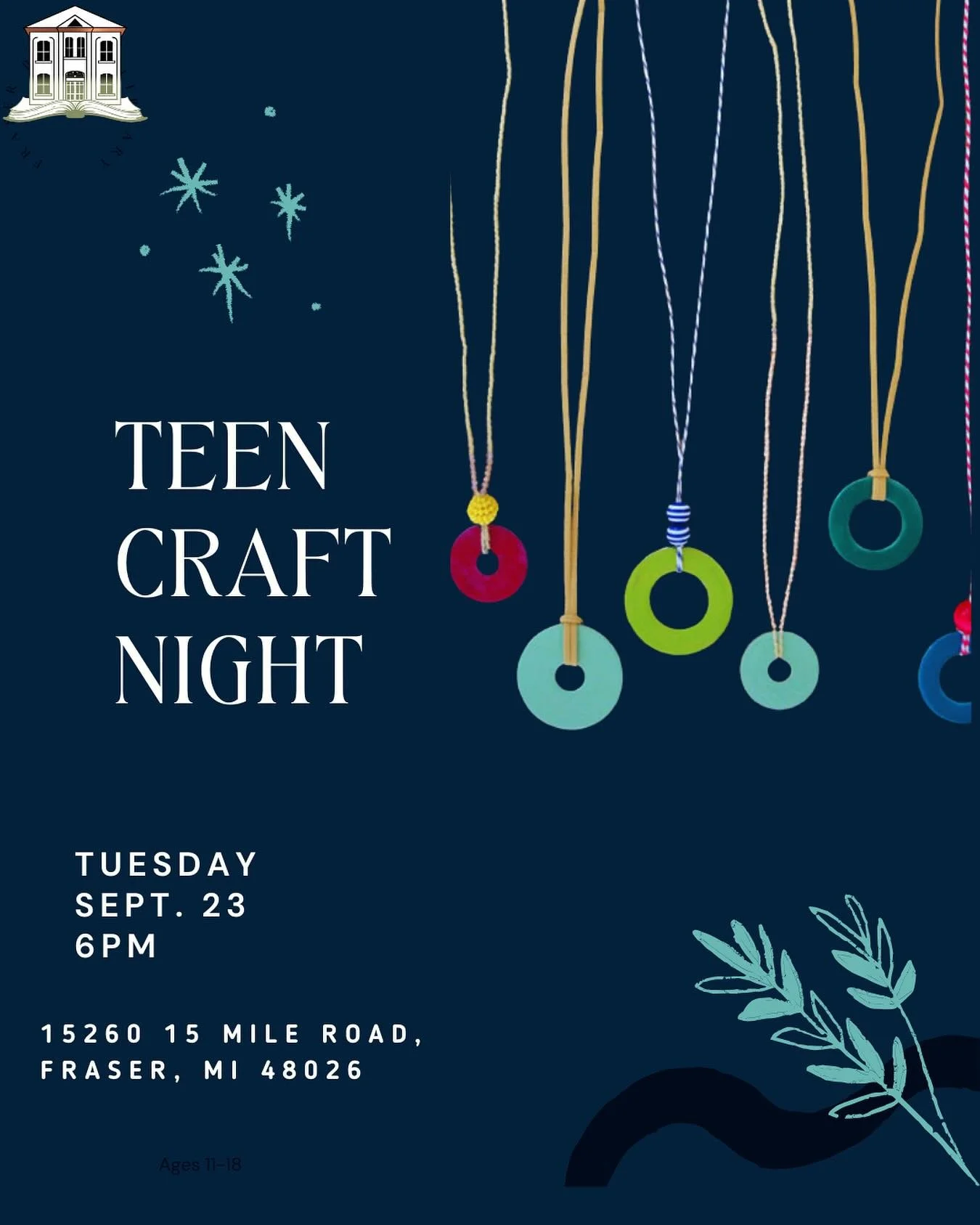 🎨✨ Teen Craft Night is BACK! ✨🎨

Looking for a chill, creative night with friends? Join us every fourth Tuesday for Teen Craft Night at Fraser Public Library! This month, we&rsquo;re making washer necklaces &ndash; a simple, stylish craft you can t