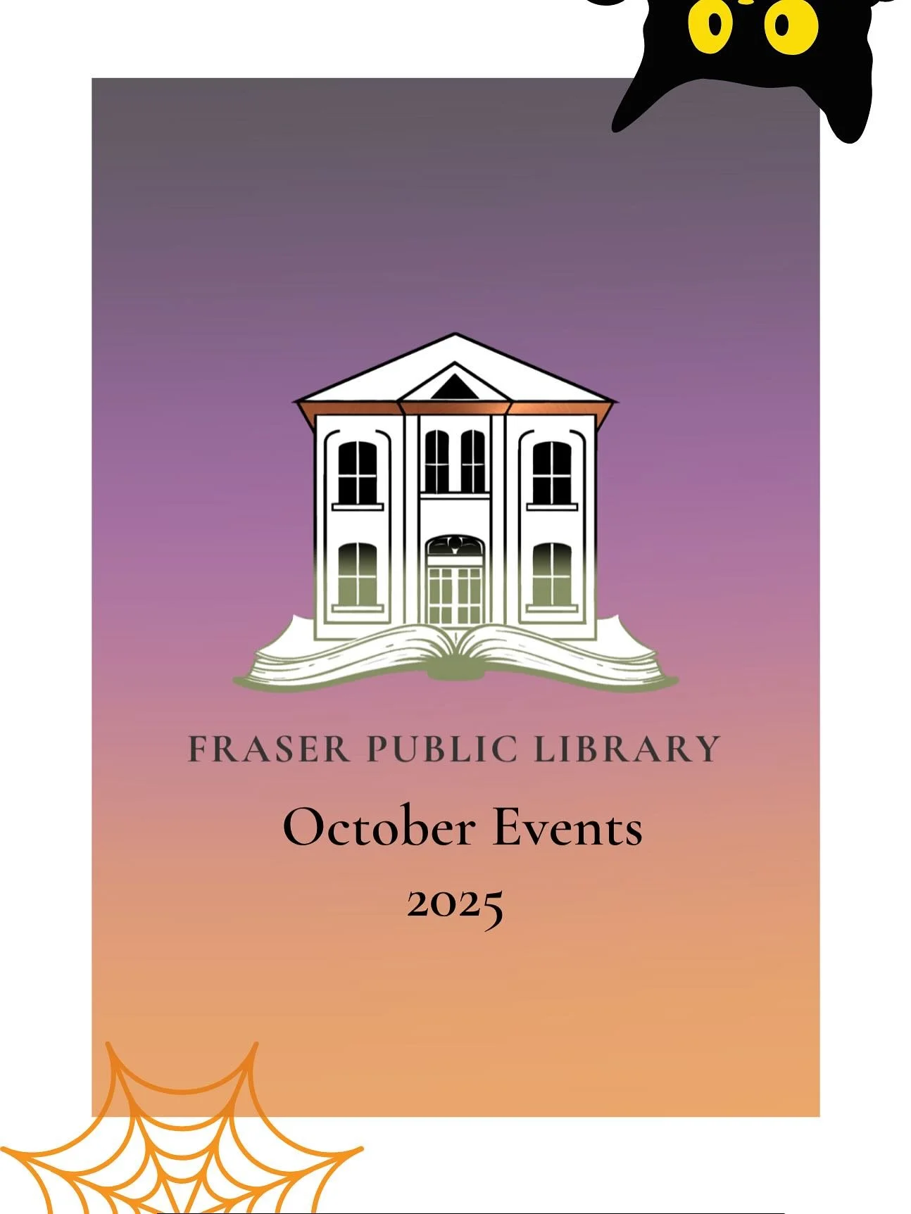 🍂👻 October is packed with fun at Fraser Public Library! From spooky crafts and family movie nights to author talks, book clubs, and our big Boo Bash, there&rsquo;s something for everyone this month. 📚✨

Check out the full list of events on our web
