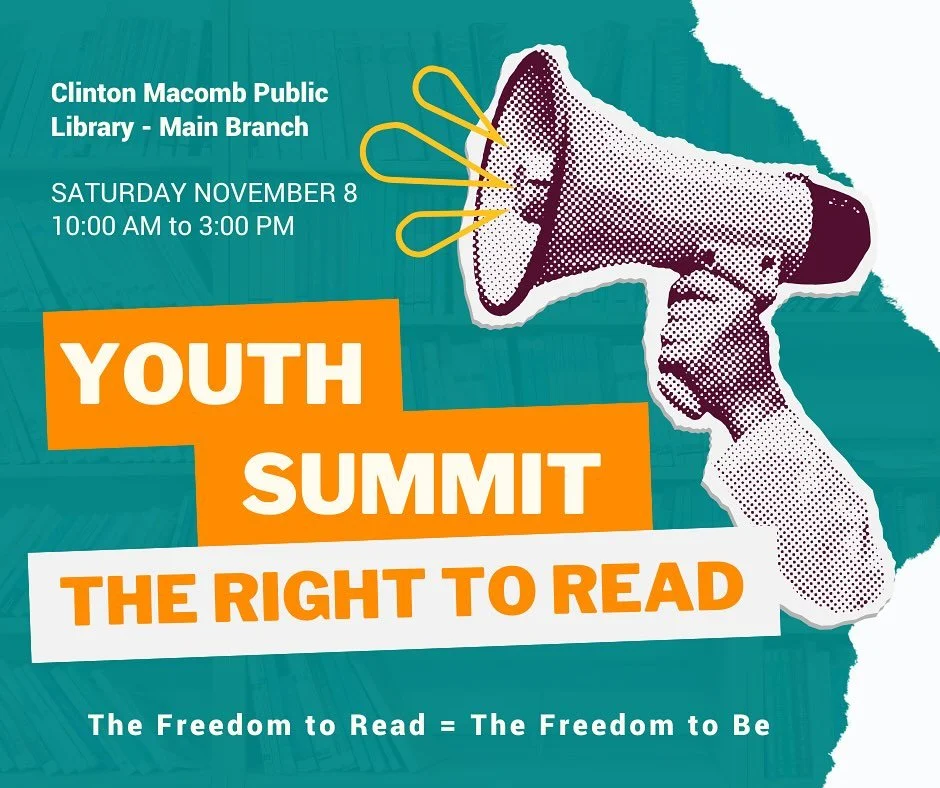 📣 Youth Summit: The Right to Read
Join the conversation about intellectual freedom and the Freedom to Read = Freedom to Be!

This one-day summit invites high school and college students to explore what it means to stand up for access to information 