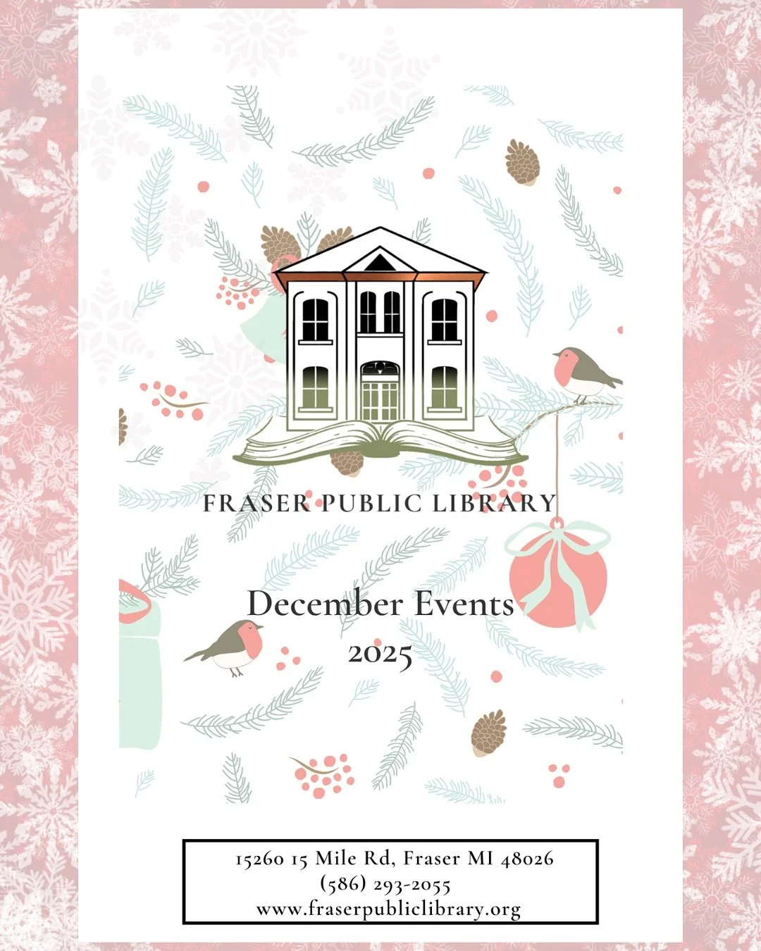 🌟 Celebrate the Season with Fraser Library Events! ❄️

The library is packed with events to keep your whole family cozy, creative, and connected throughout the holiday season!

Visit our website or check the events calendar at the library to see dat