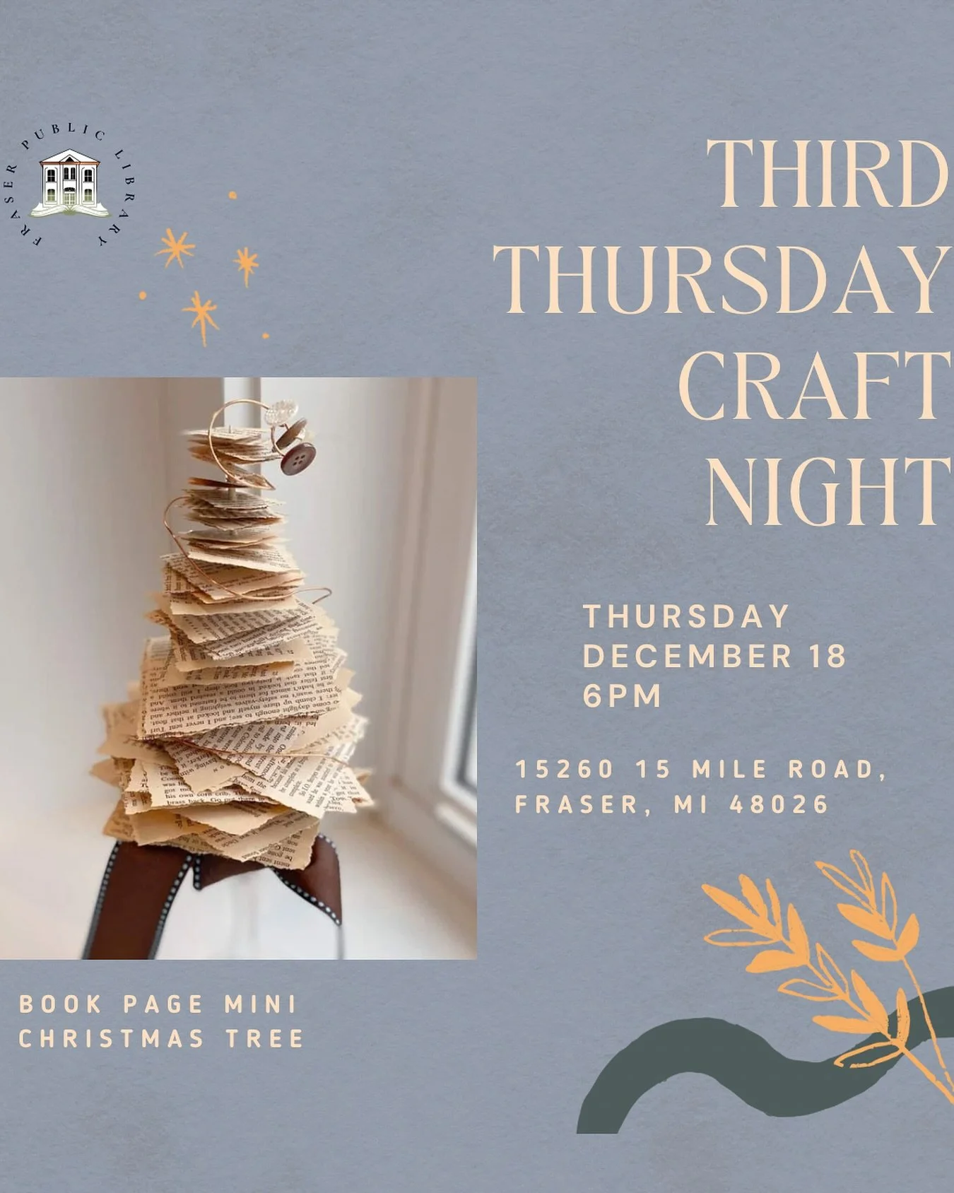 The most creative night of the month is back!

Third Thursday Craft Night returns!
This popular night for adults and older teens features fun, guided art projects. Get ready to stretch your creative muscles with all new crafts this year!

This month: