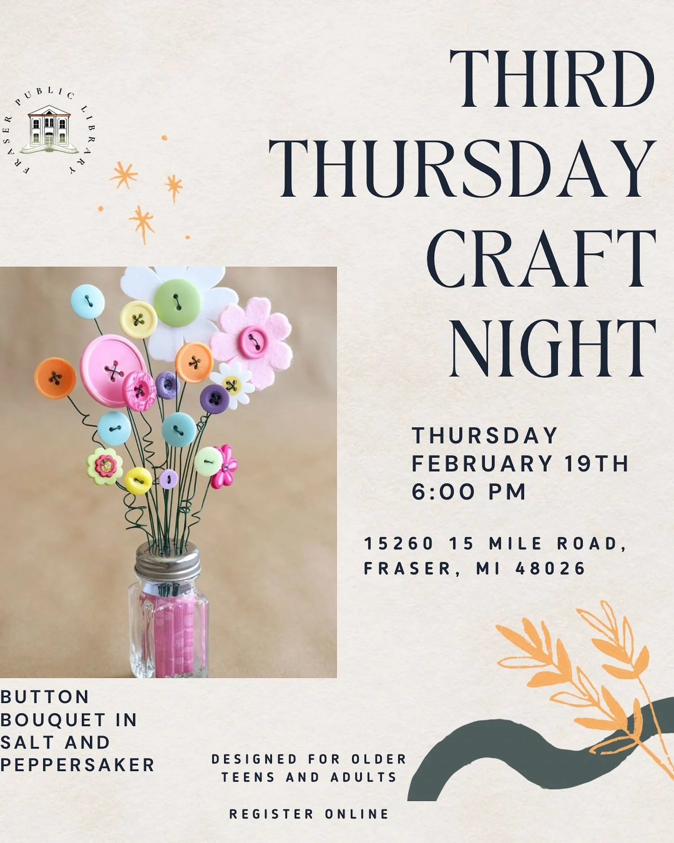 Our Third Thursday Craft Night is back!

Designed specifically for adults and older teens, these fun filled nights are all about exploring your artistic side through guided experiences. We&rsquo;re shaking things up this year with brand new types of 