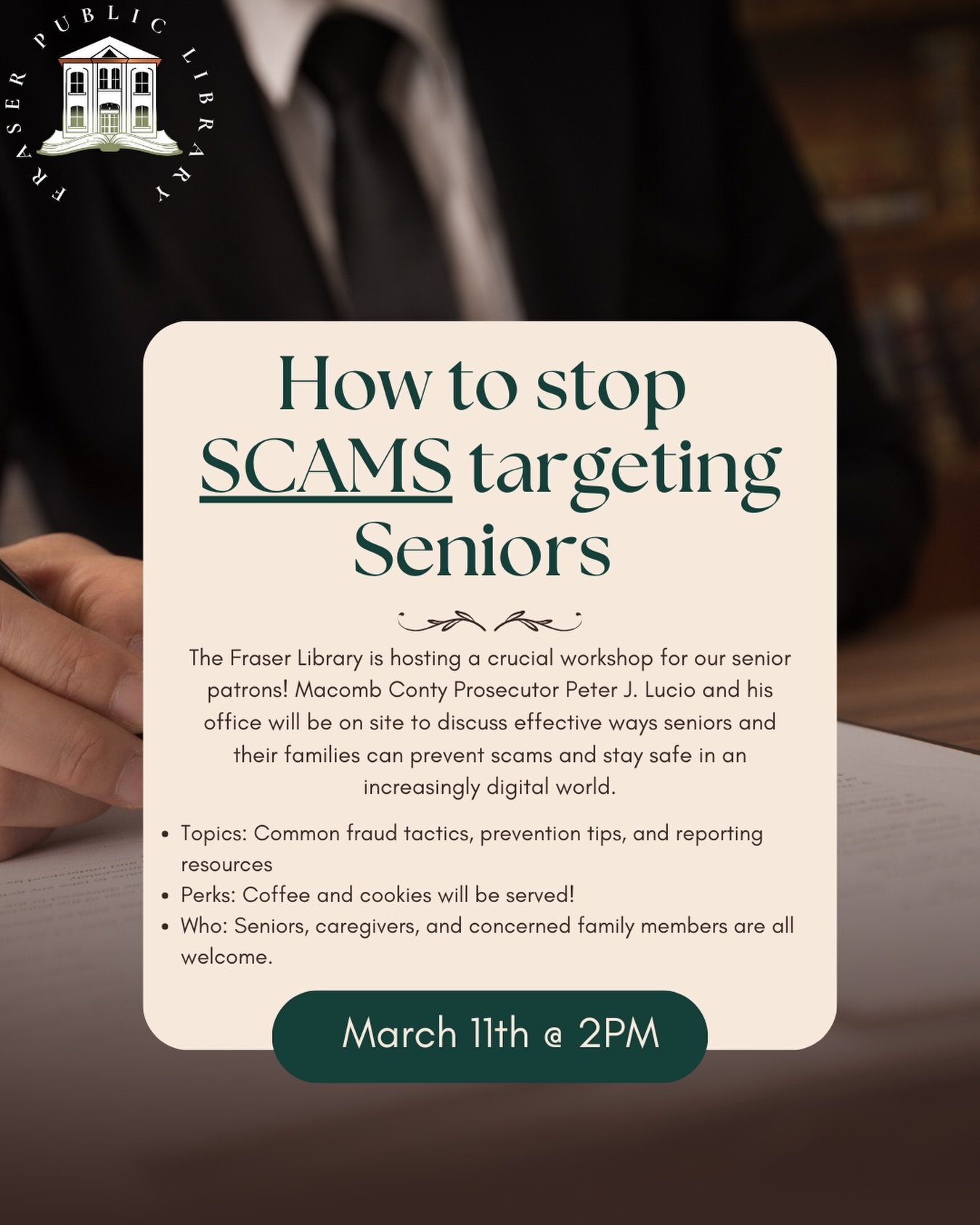 Scams are becoming more sophisticated, but knowledge is your best defense! Join us for a safety workshop specifically designed for seniors and their families. We&rsquo;ll be discussing common red flags and practical prevention strategies to keep our 
