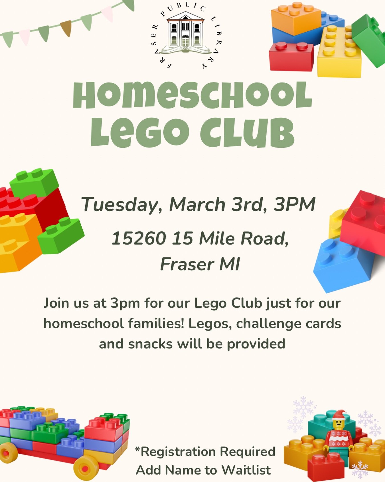 Ready to take your building skills to the next level? Join us for our Homeschool LEGO Club, a place where imagination meets engineering! Whether you&rsquo;re a fan of complex architecture or just love free building with friends, this is the spot for 