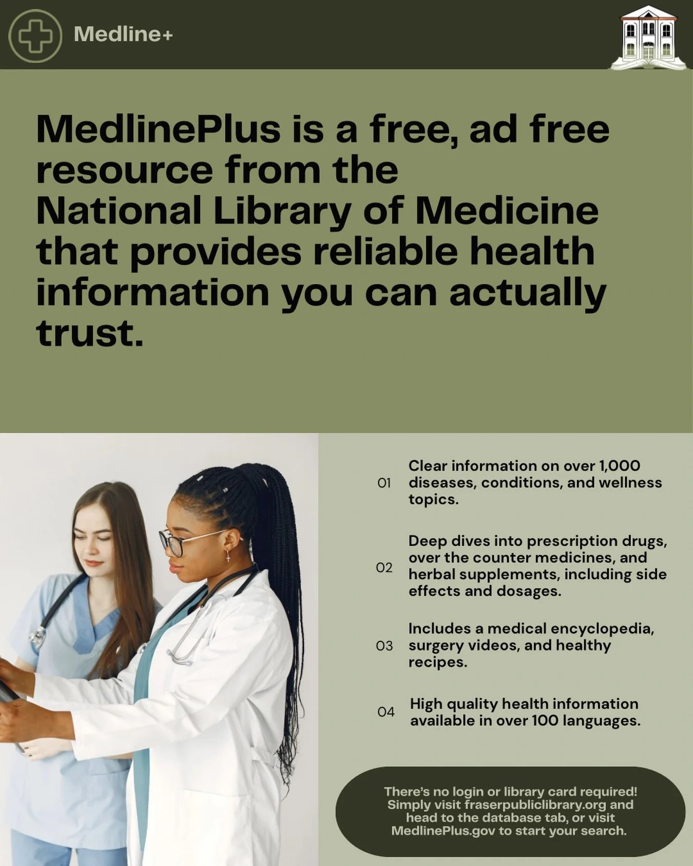 In a world of endless online search results, finding health information you can actually trust is essential. MedlinePlus is a service of the National Library of Medicine (NLM), the world&rsquo;s largest medical library, providing high quality, reliab