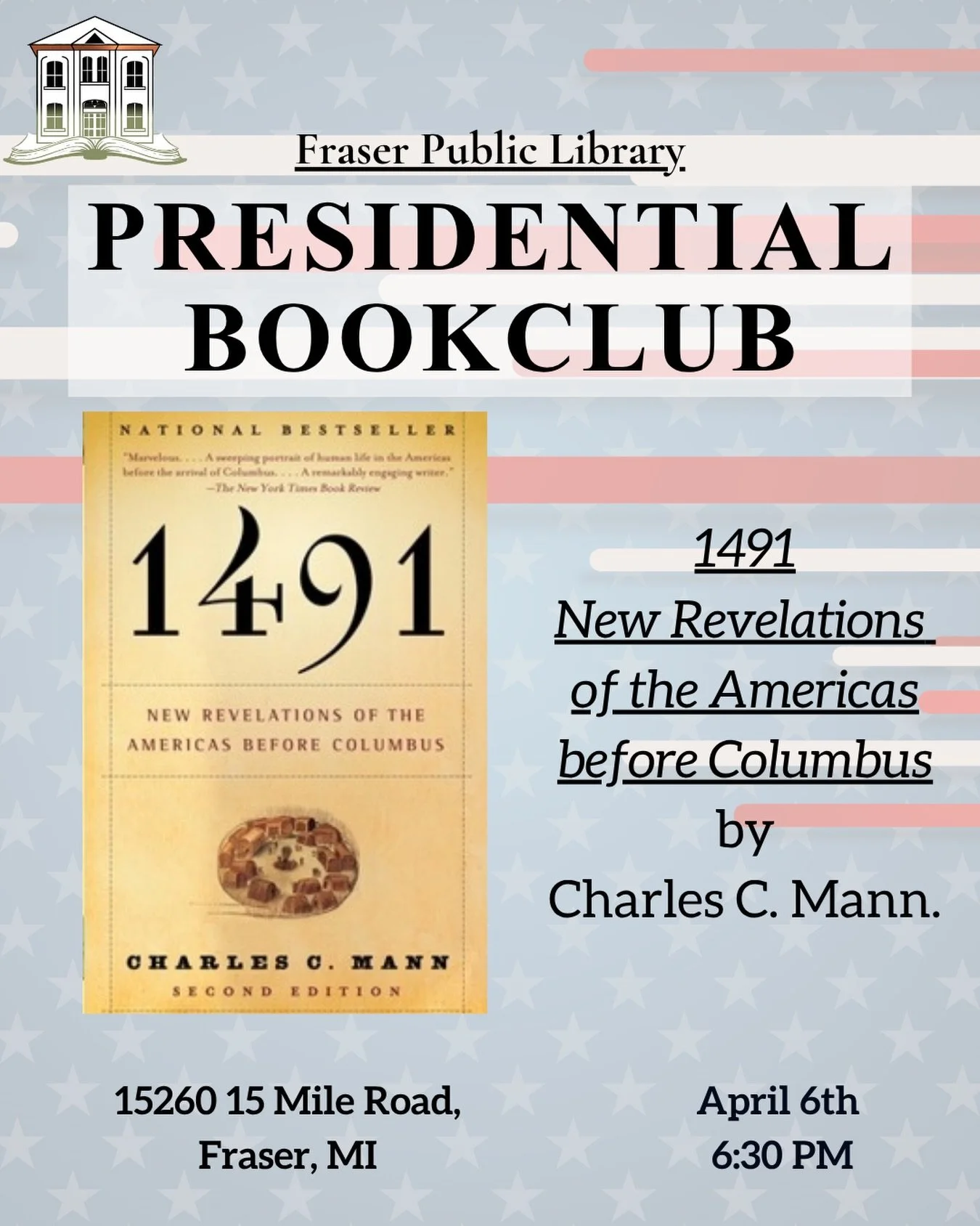 Dig into American history with us! Each month we explore nonfiction titles about the people, places, and events that shaped our nation.

📖 April Selection:
1491: New Revelations of the Americas Before Columbus
by Charles C. Mann

A groundbreaking lo