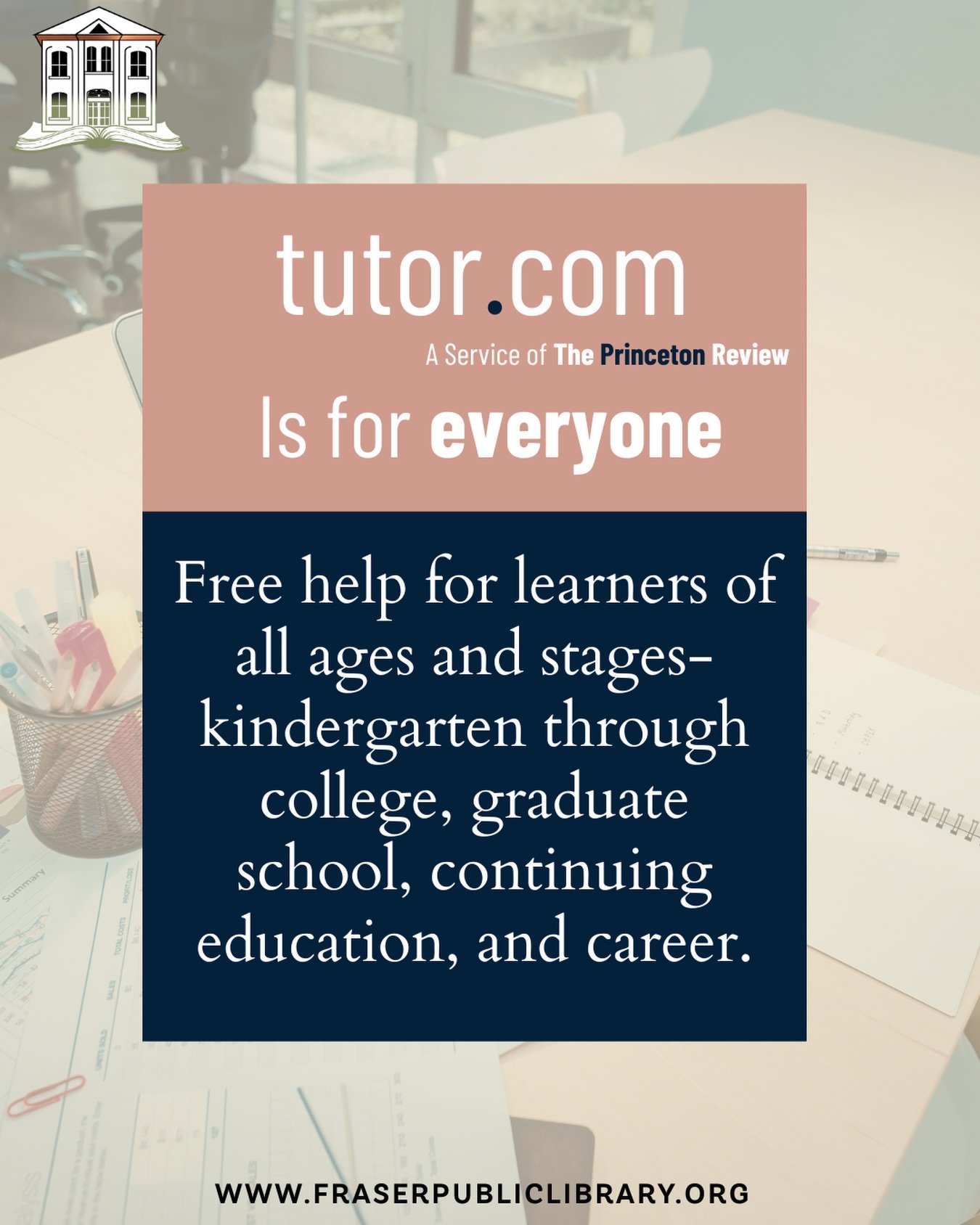 Did you know your library card gives you access to live, professional tutors, completely free? 🍎📚

Tutor.com is an incredible resource for students of all ages, from kindergarten through college. Whether your child needs help with math homework, yo