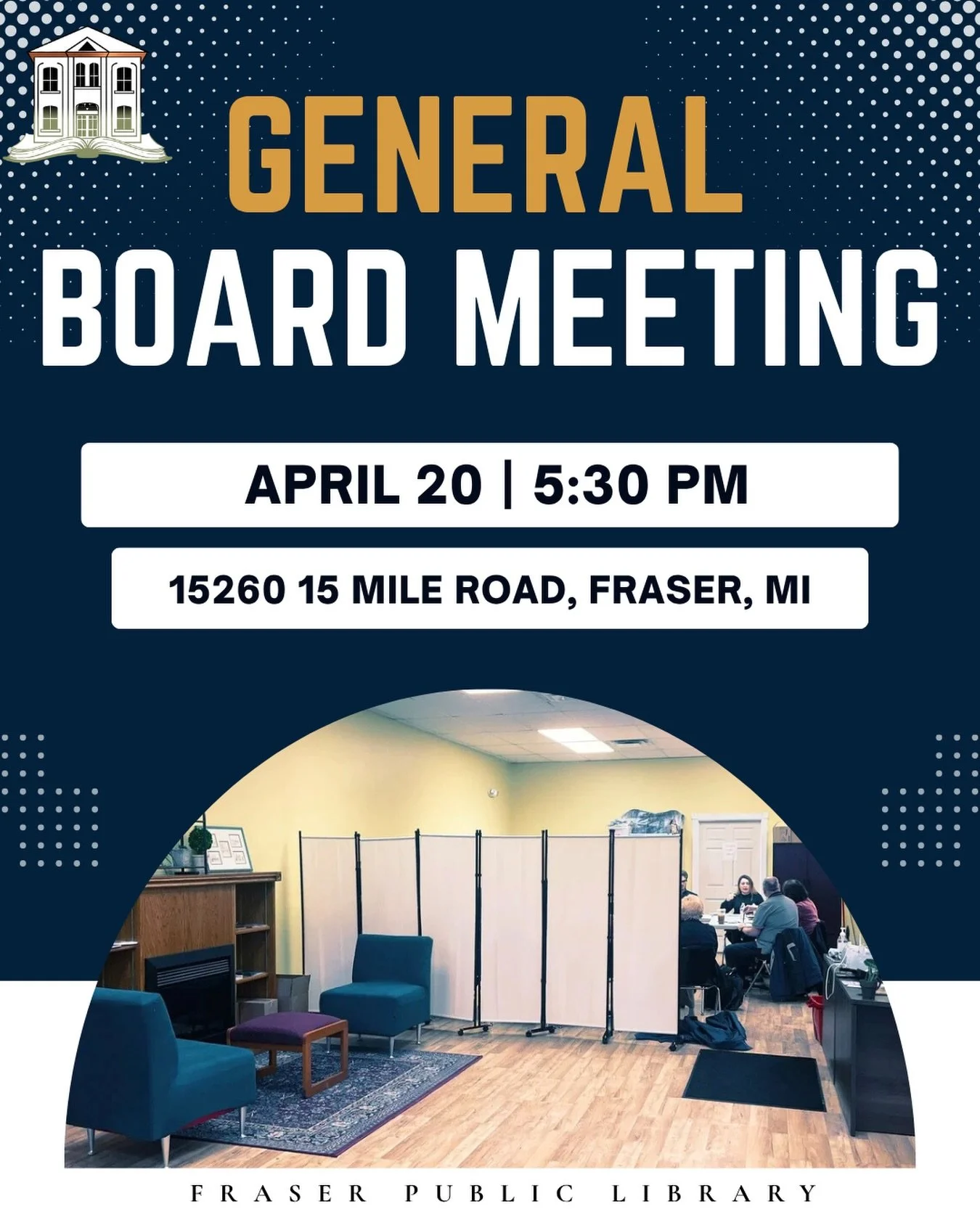 The Fraser Public Library Board of Trustees invites you to attend their upcoming general meeting. Board meetings are open to the public, and community input helps guide the decisions that shape library services, programs, and resources for Fraser.

W