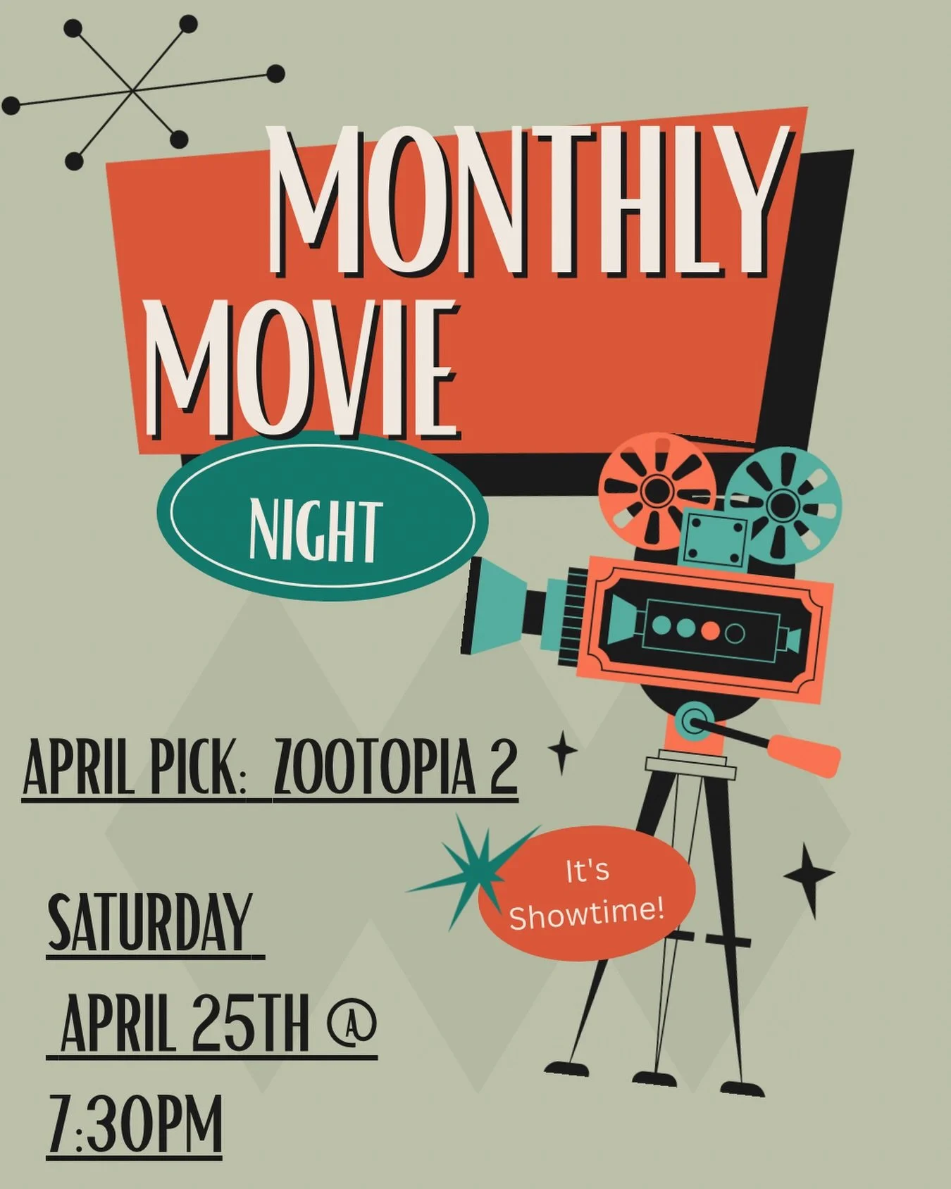 Our Monthly Movie Night is officially back for the 2026 season! This month we are watching the most anticipated sequel in the animal kingdom: Zootopia 2.

Judy Hopps and Nick Wilde are jumping back into action to tackle a case that&rsquo;s bigger, bo