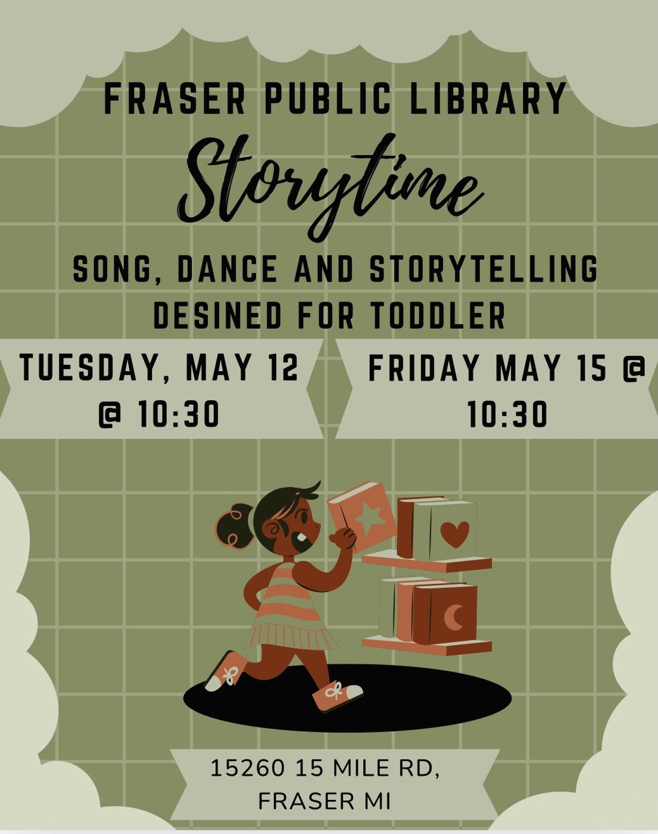 Looking for a fun, engaging way to help your little one build early literacy skills this summer? Join Miss Kristen every Tuesday and Friday morning for Summer Storytime at Fraser Public Library!

We&rsquo;ll sing, dance, bounce, and explore the alpha