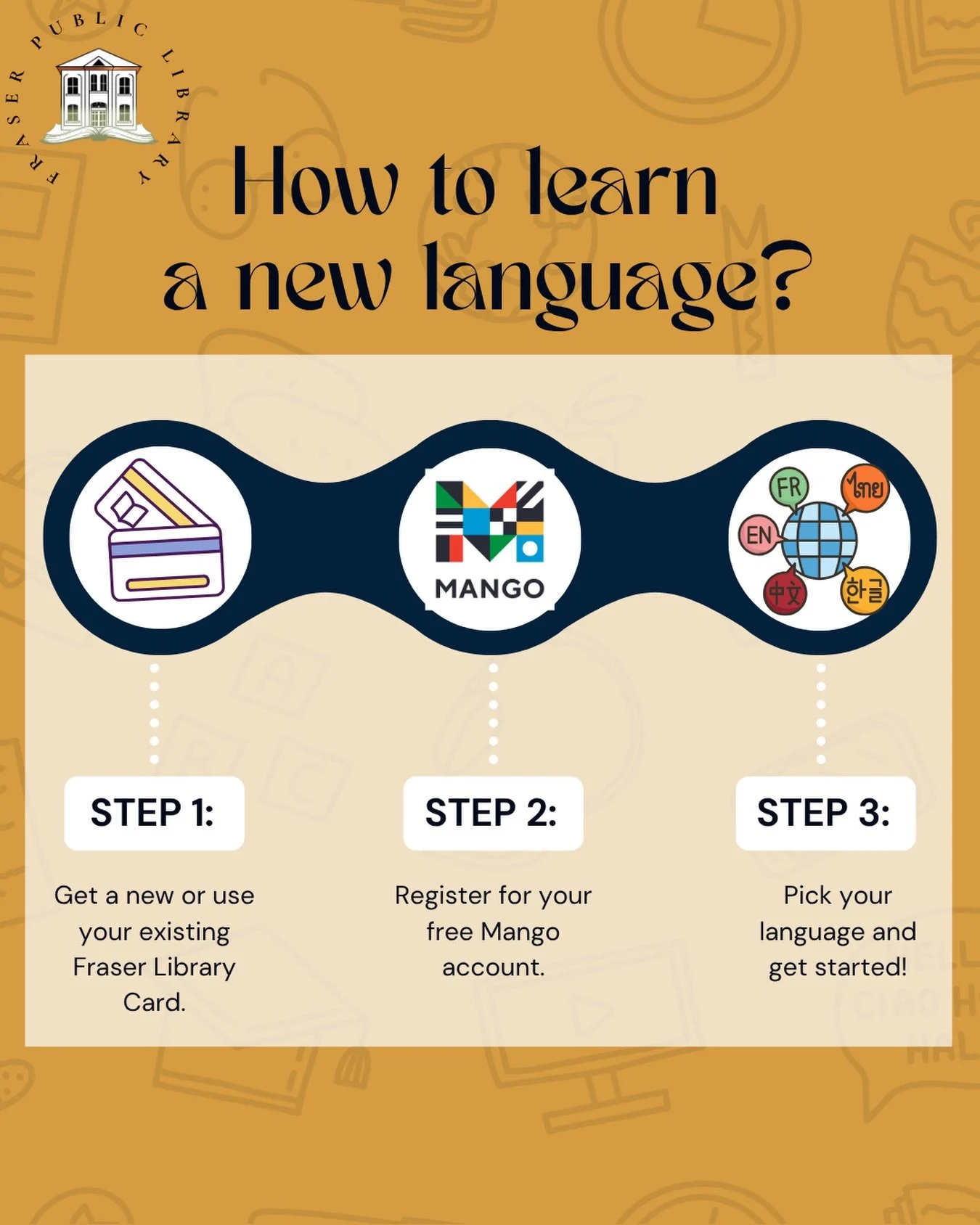 Did you know your library card is a passport? 🛂
Beyond books and movies, your card gives you access to Mango Languages, one of the best language learning tools out there! 

Whether you&rsquo;re brushing up on Spanish before a trip or diving into Jap