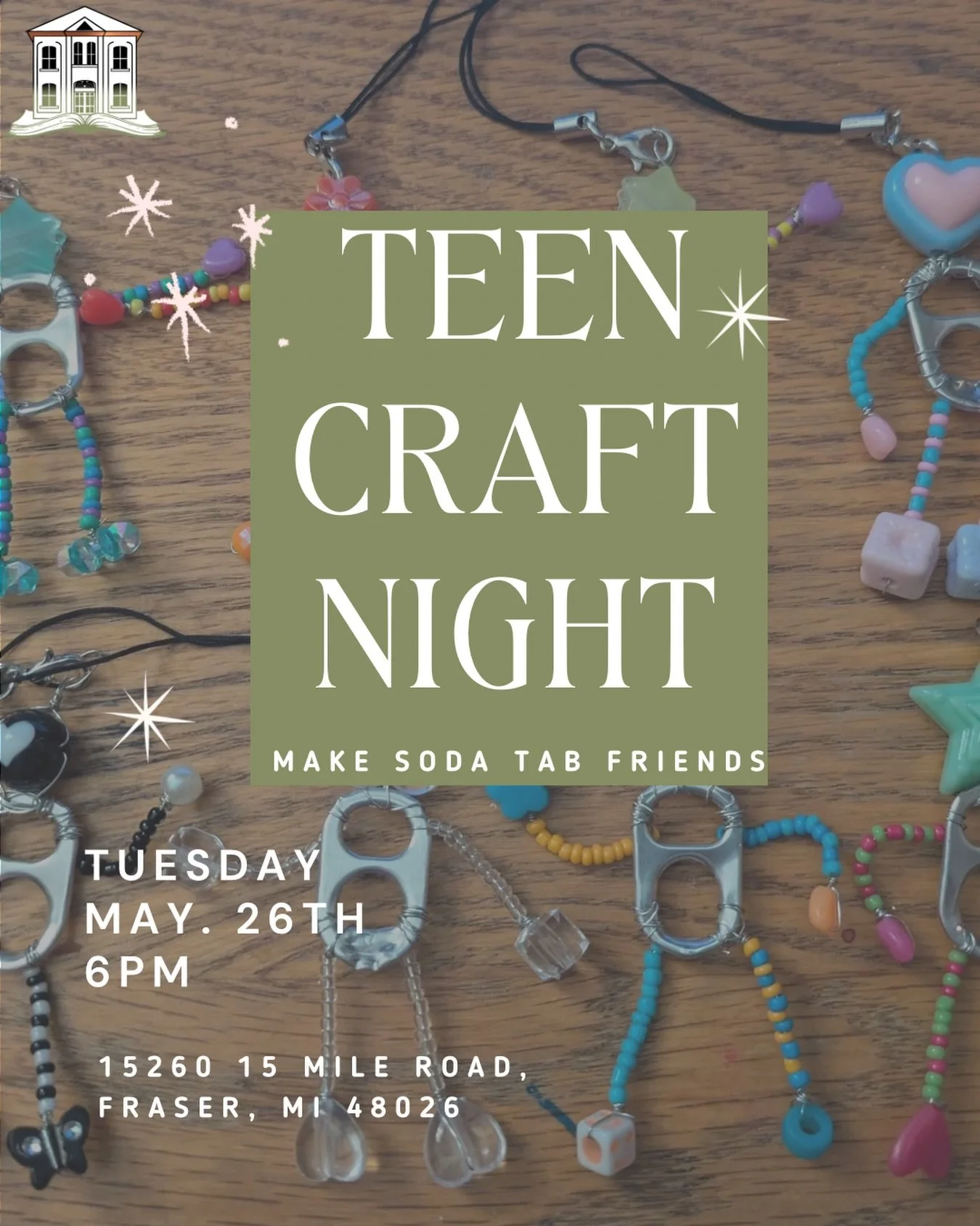 Join us for Teen Craft Night at Fraser Public Library and turn ordinary soda can tabs into an adorable Soda Tab Friend! These little guys are perfect for keychains, backpacks, or just keeping you company.

No crafting skills needed. Just bring your c