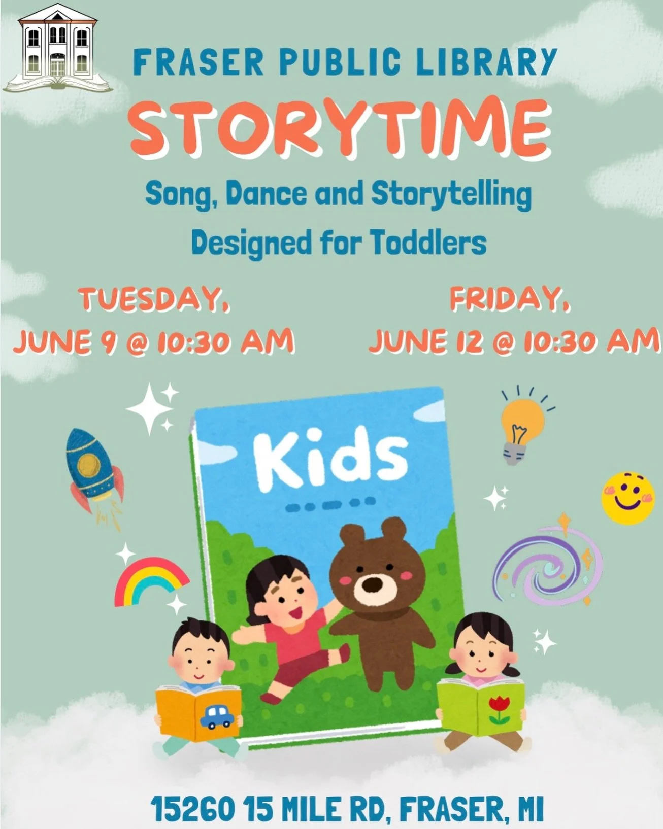 Ready for another week of fun? ☀️📖

Bring your tiny patrons to join Miss Kristen for a morning of singing, dancing, and bouncing our way into literacy! It&rsquo;s the perfect way to kick off your Tuesday or Friday.

🗓️ When: Tuesday, June 9th and F