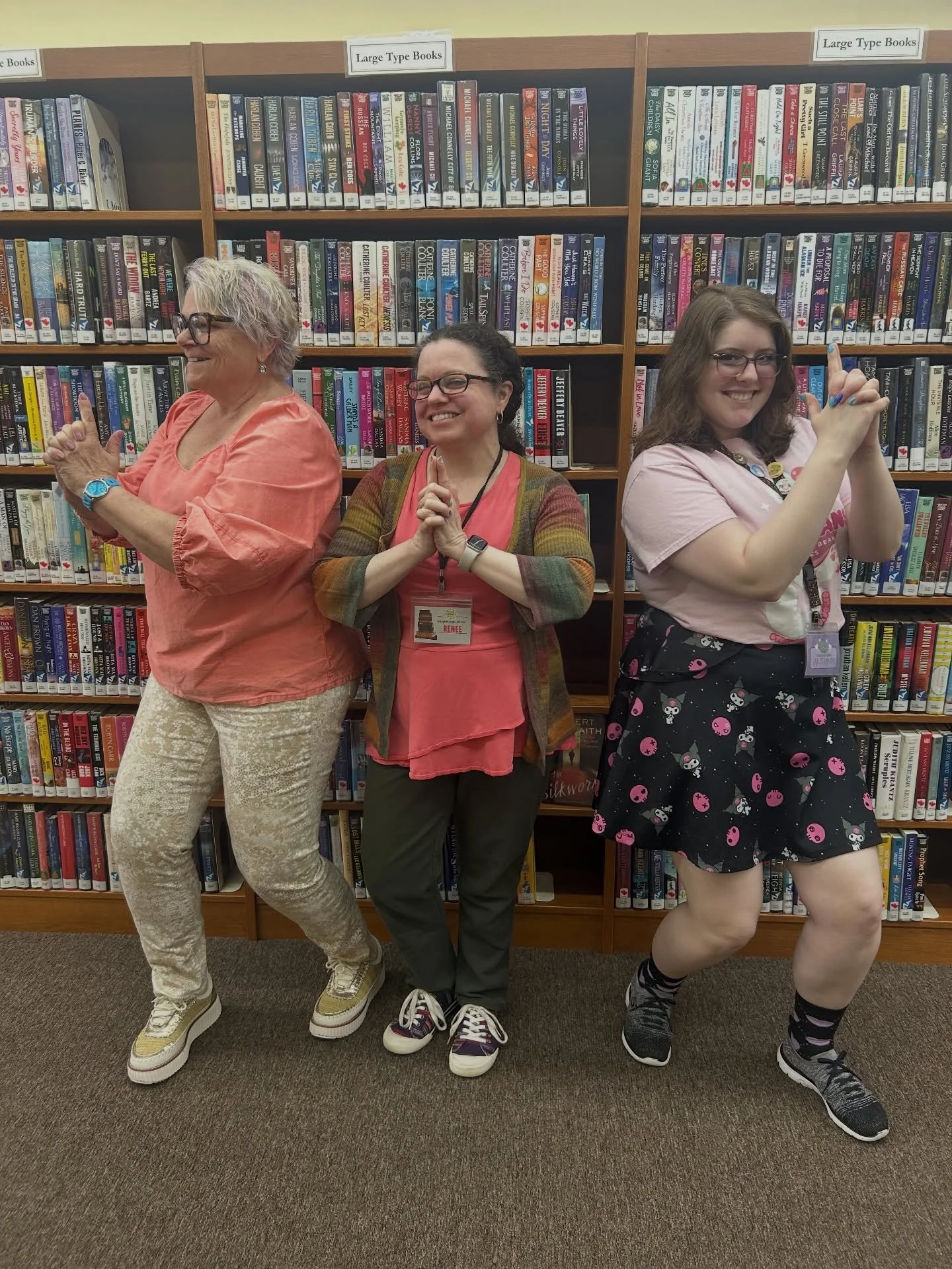 On Wednesdays, we wear pink... but honestly, we&rsquo;ll take any excuse to match! 🩷

Our staff is matching, the books are waiting, and the AC is blasting. Stop by the desk and let this lovely crew help you find your next read. 📚✨

#LibraryStaff #F