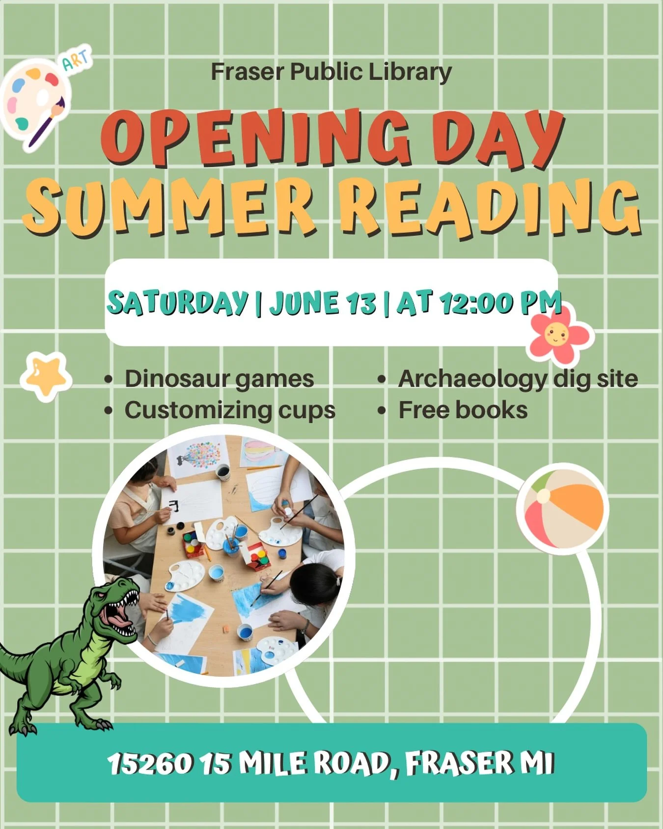 Get ready for a DINO-MITE summer! 🦖🌋✨

We are so excited to kick off this year&rsquo;s Summer Reading Program with an opening event that is going strictly prehistoric. Mark your calendars, because we&rsquo;re throwing a massive celebration packed w