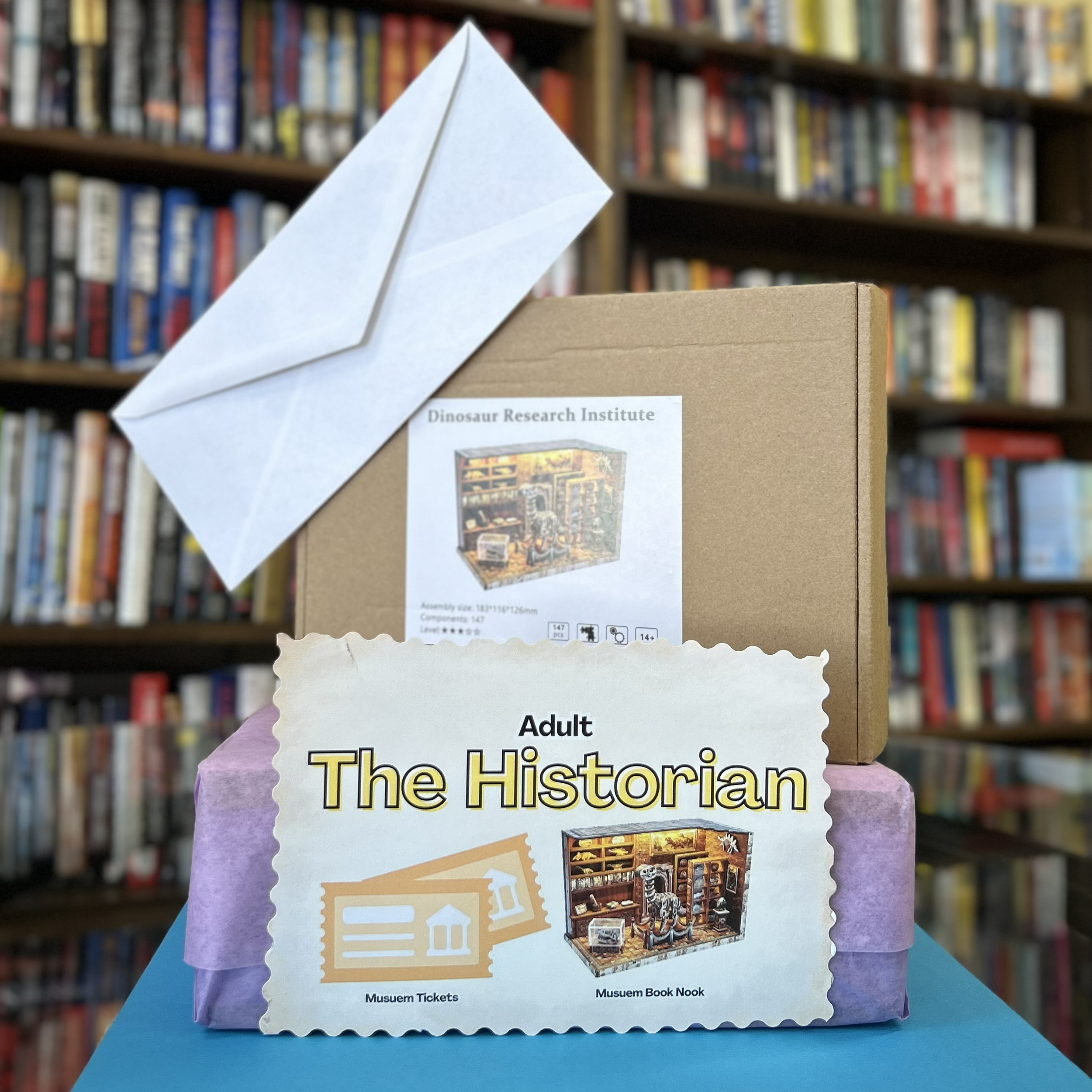 Adult Historian bundle includes Museum book nook kit and 4 tickets to the Detroit Historical Museum