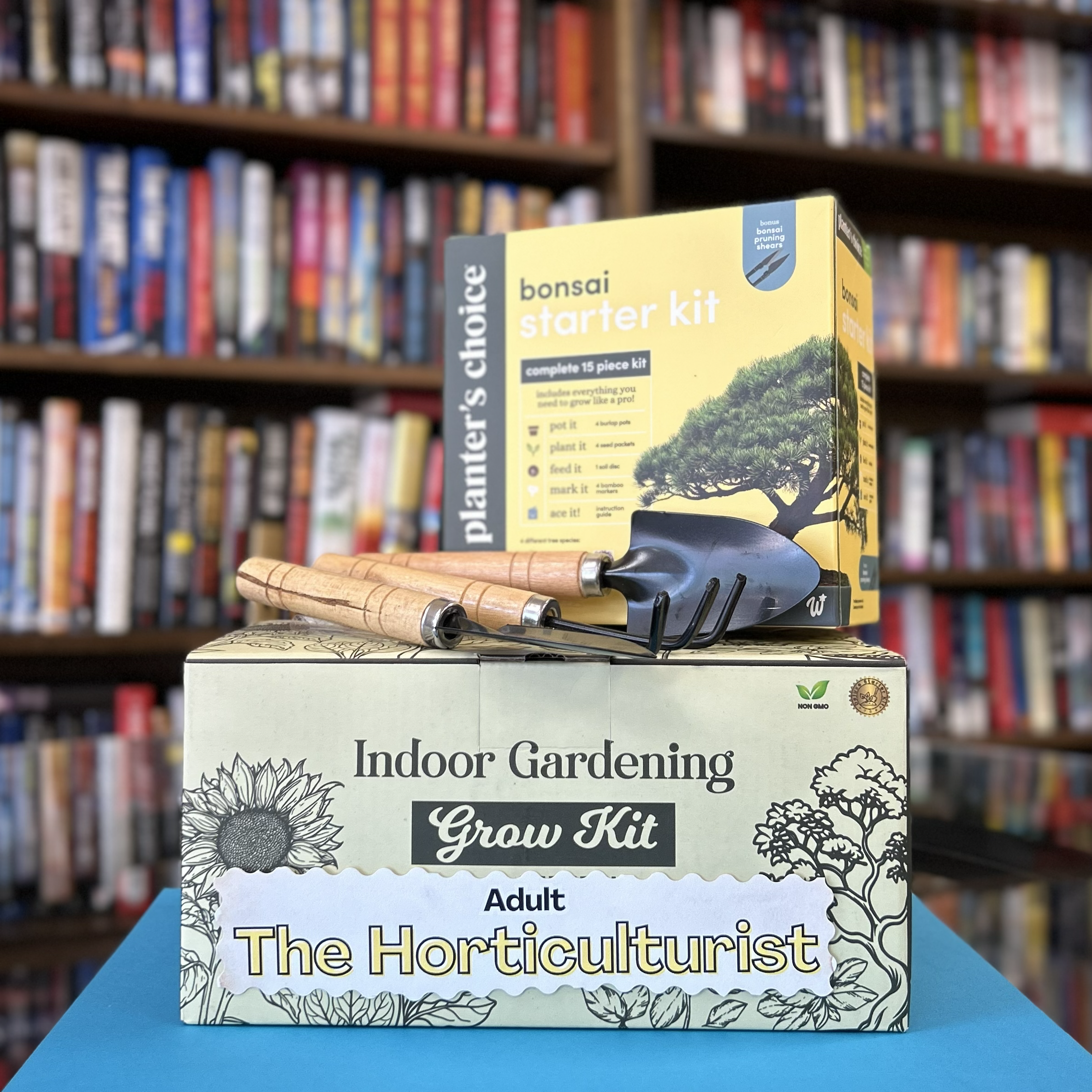 Adult Horticulturist bundle includes mini bonsai kit, indoor herb gardening kit, and mini gardening tools