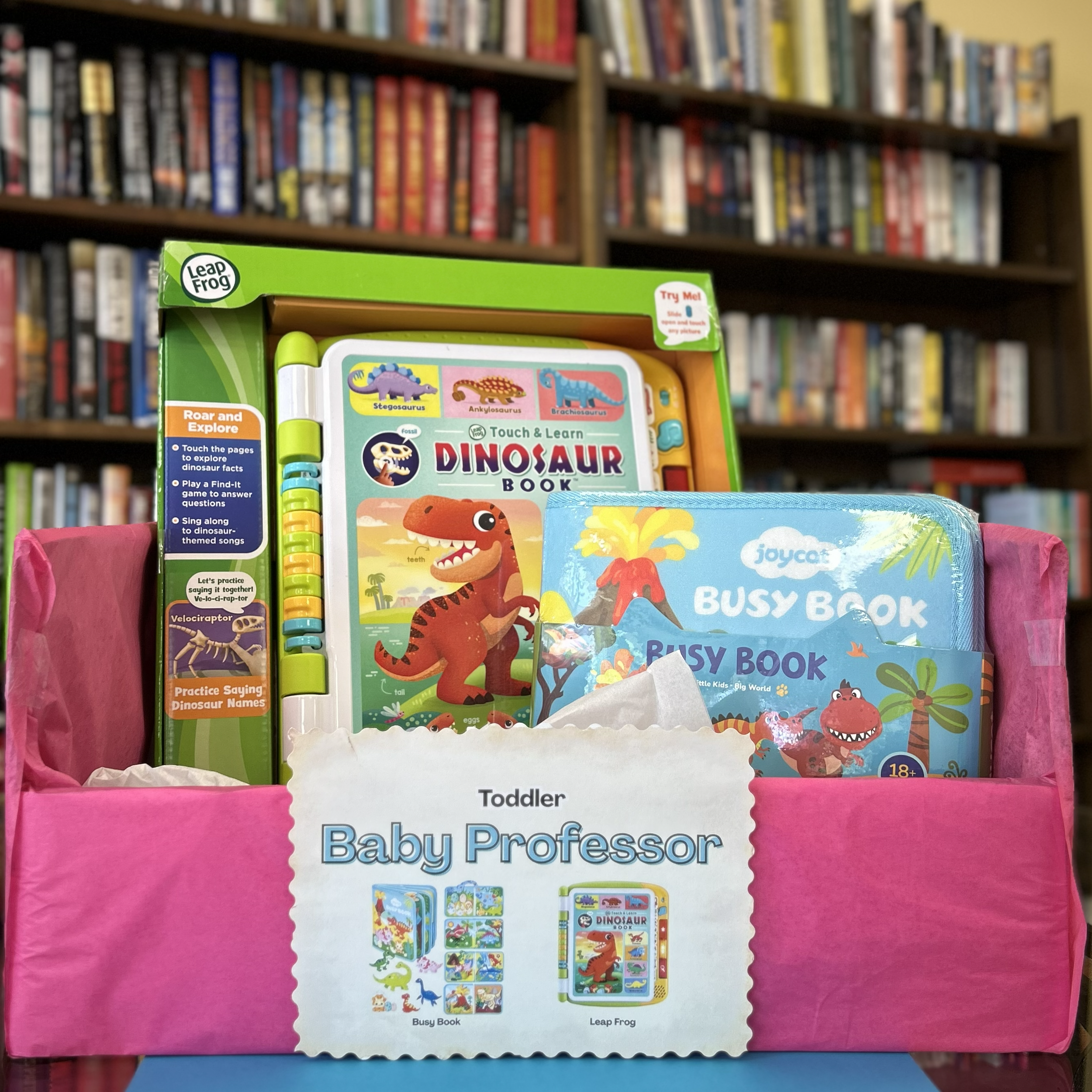 Baby Professor bundle includes Leap Frog dinosaur book, and dinosaur busy book