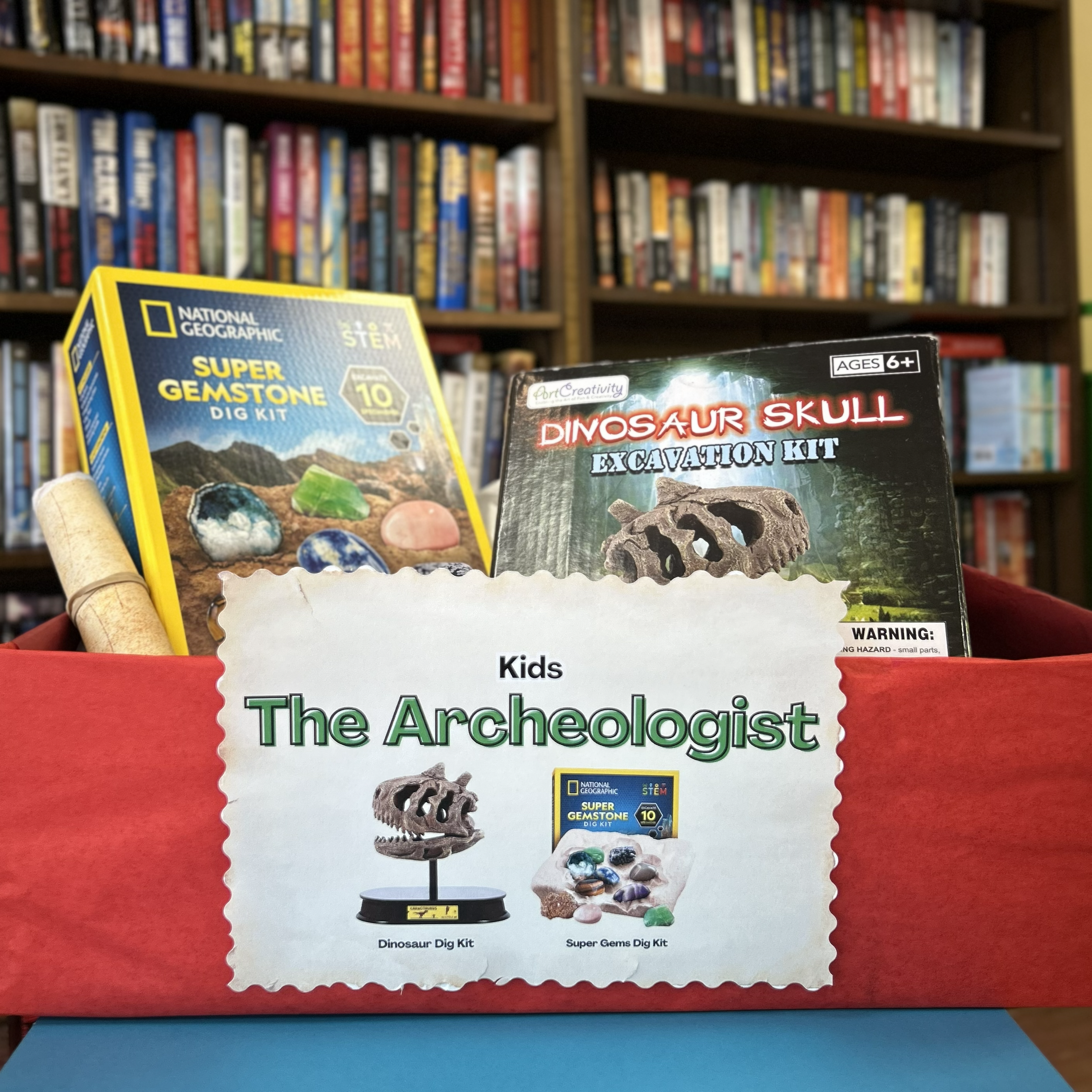 Kid Archeologist bundle includes dinosaur dig kit, and super gems dig kit