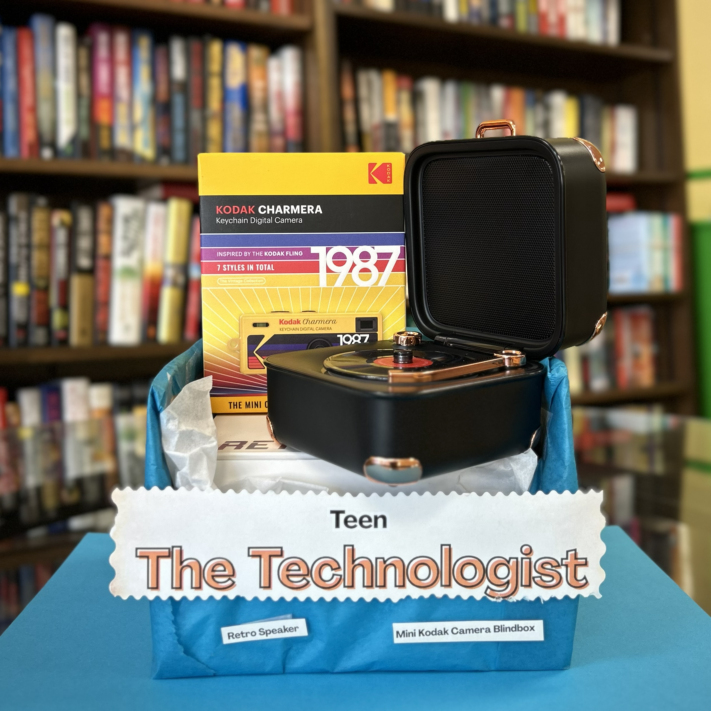Teen Technologist bundle includes retro Bluetooth speaker, and mini retro camera blindbox with micro SD card