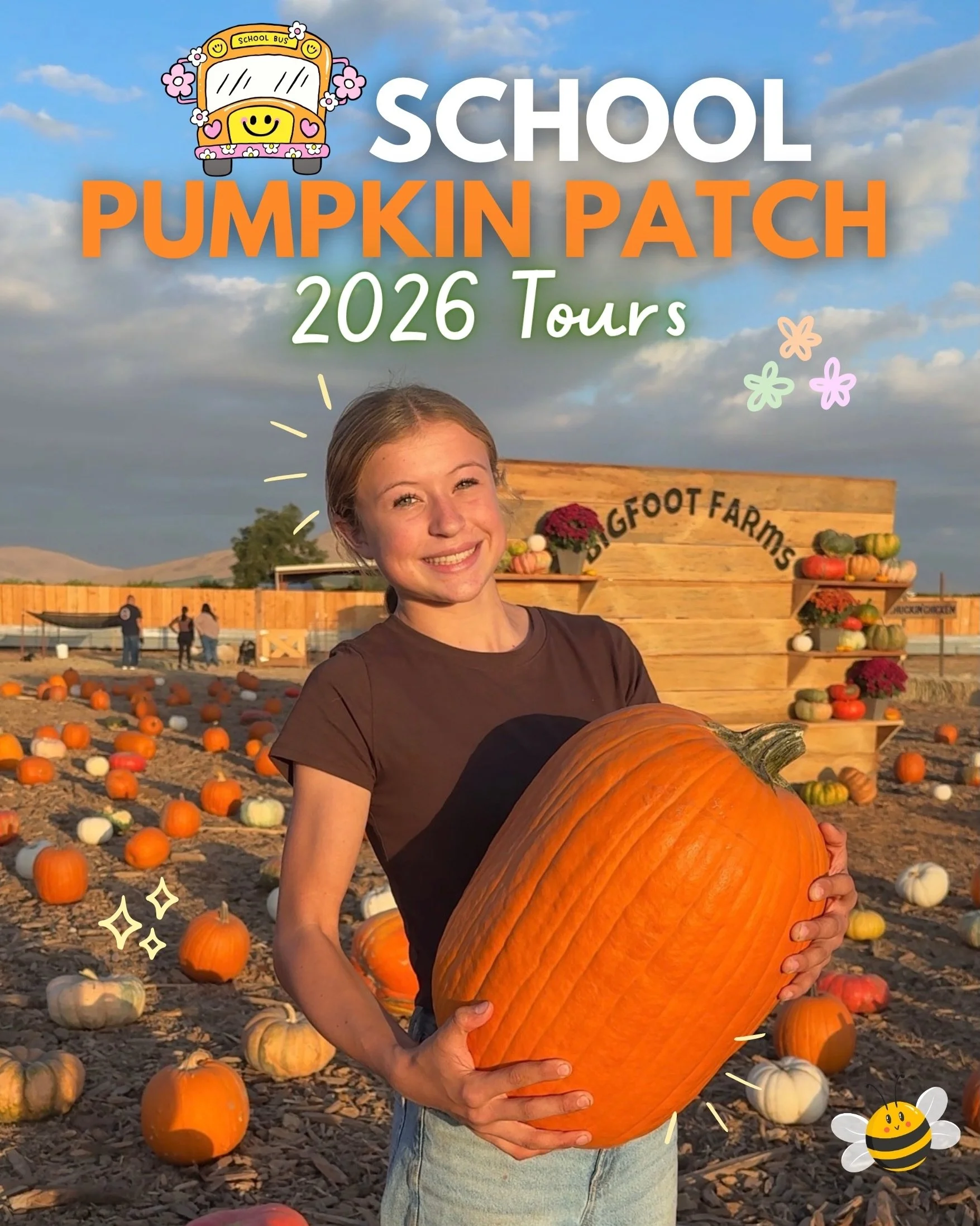 ✏️NOW BOOKING SCHOOL PUMPKIN PATCH TOURS IN TULARE COUNTY! 🎃

Starting the second week of October, we will be welcoming school groups to the farm in Porterville for a fun, hands-on fall experience. Spots are limited, so now is the time to get your c