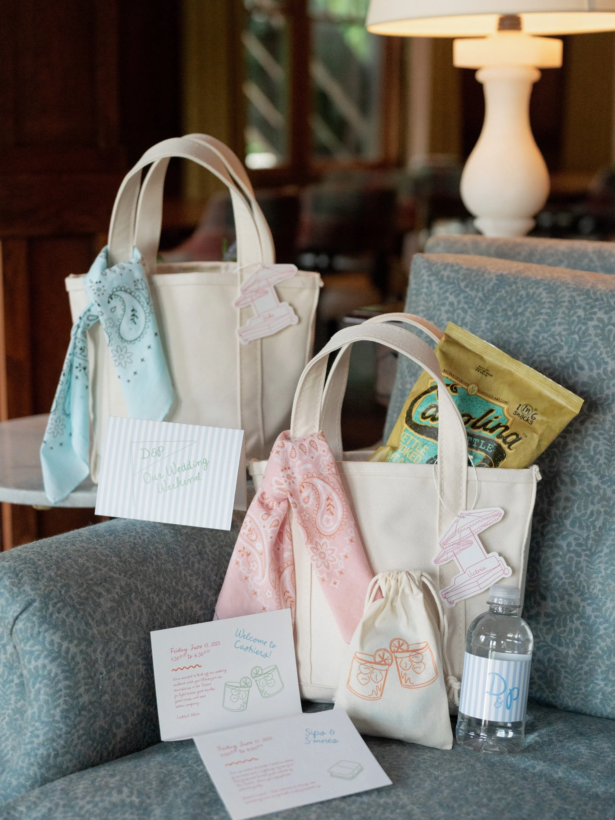 Long before the welcome drinks are poured, your guests&rsquo; check-in sets the tone. During the week leading up to D+P&rsquo;s wedding weekend, our team was hard at work assembling these iconic mini L.L. Bean totes &ndash; a perfect nod to the rugge
