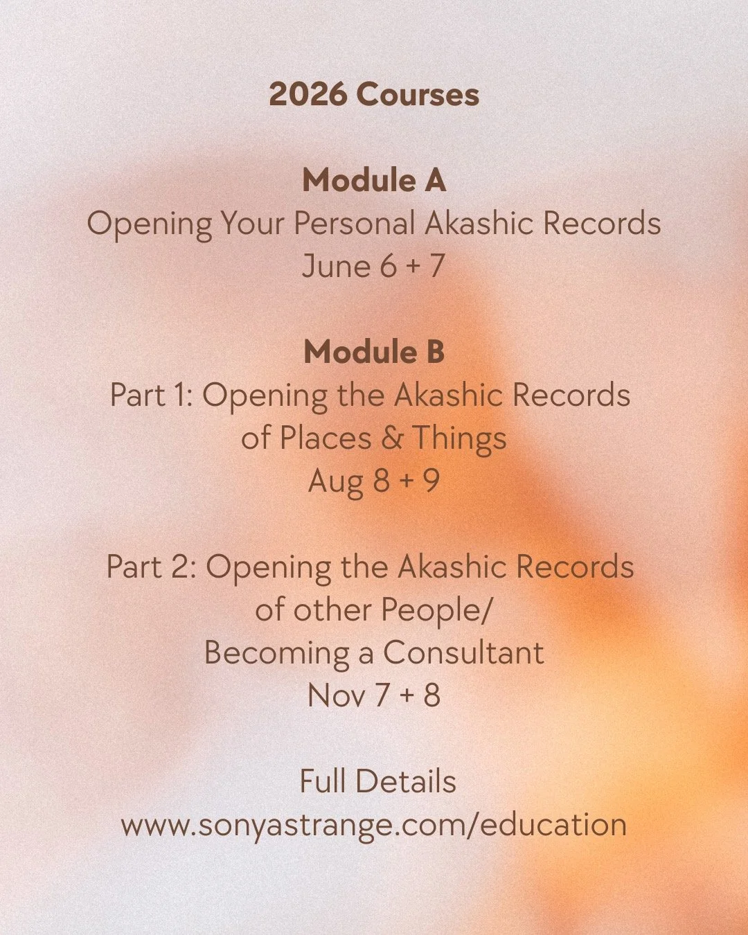 Please note there are some changes to my 2026 teaching calendar.