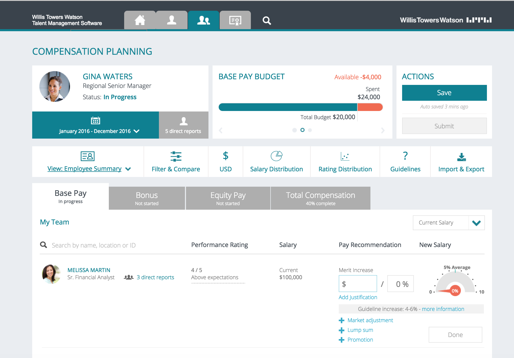 The employee manager total compensation experience