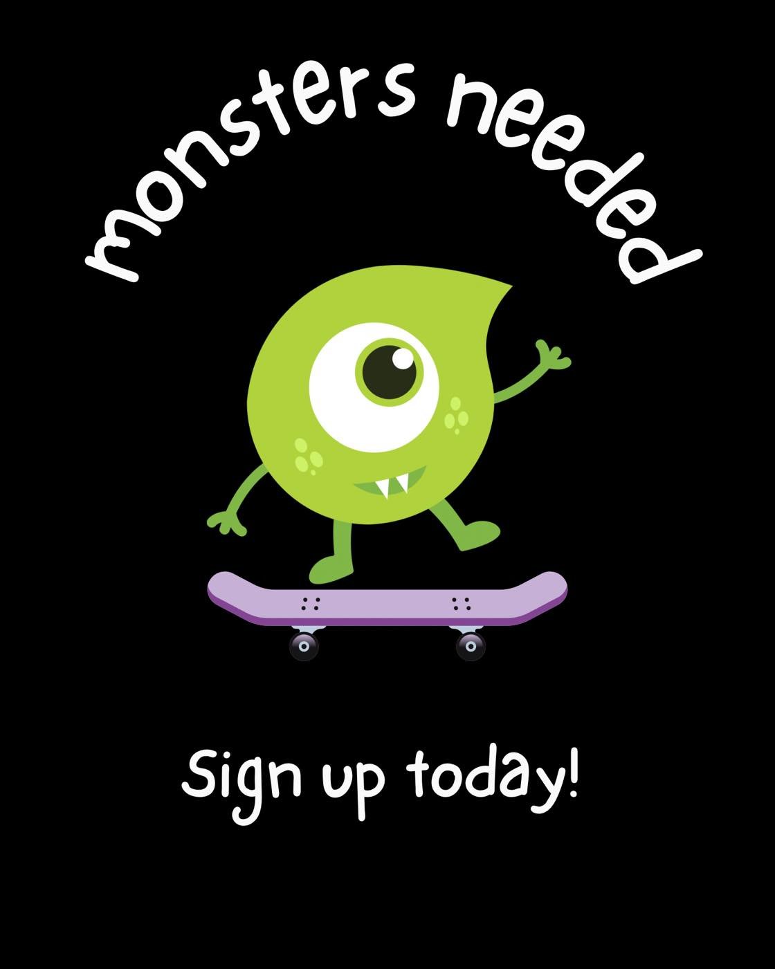 Our Monsters Inc. movie night is THIS Friday! 🎥 

🙋&zwj;♀️We are in need of volunteers to help, and there are 2 different shifts available. 
This allows you to volunteer &amp; enjoy the fun! 🤩 

Shift 1 from 6:00-7:00 pm 
Shift 2 from 8:00-9:30 pm