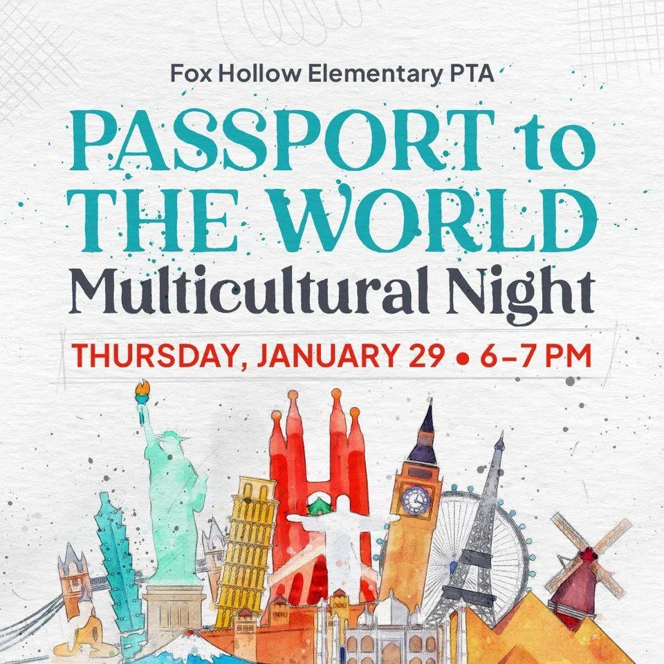 ‼️ Friendly reminder : 

🗓️ Join us on THURSDAY January 29th, from 6-7 pm for Multicultural Night! 

🫶🏼Celebrate and learn all about the different cultures Fox Hollow represents and come together as a community!